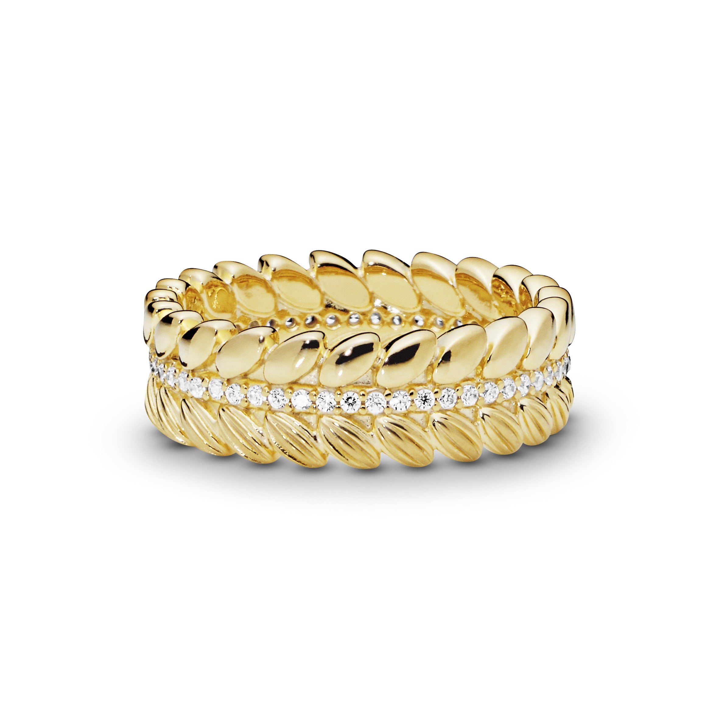 Seeds 14k Gold Plated ring with clear cubic zirconia