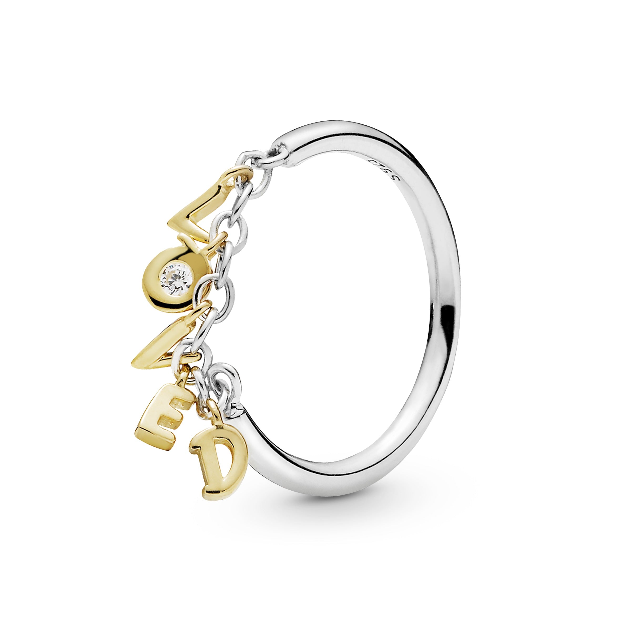 Loved 14k Gold Plated and silver ring with clear cubic zirconia