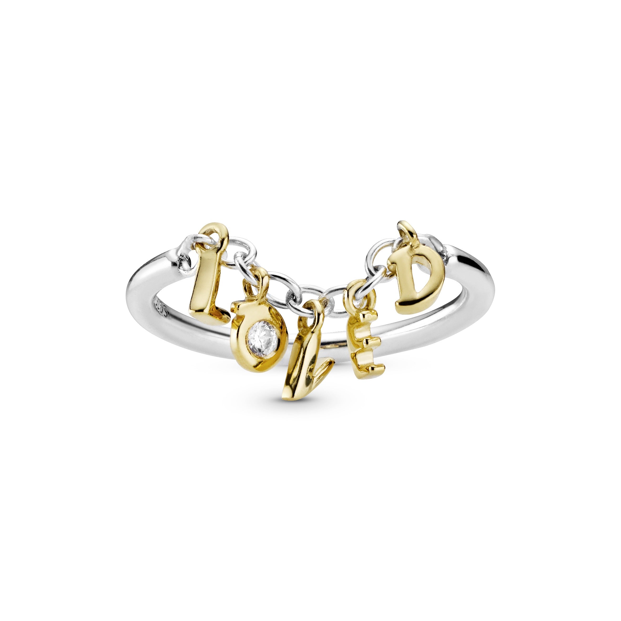 Loved 14k Gold Plated and silver ring with clear cubic zirconia