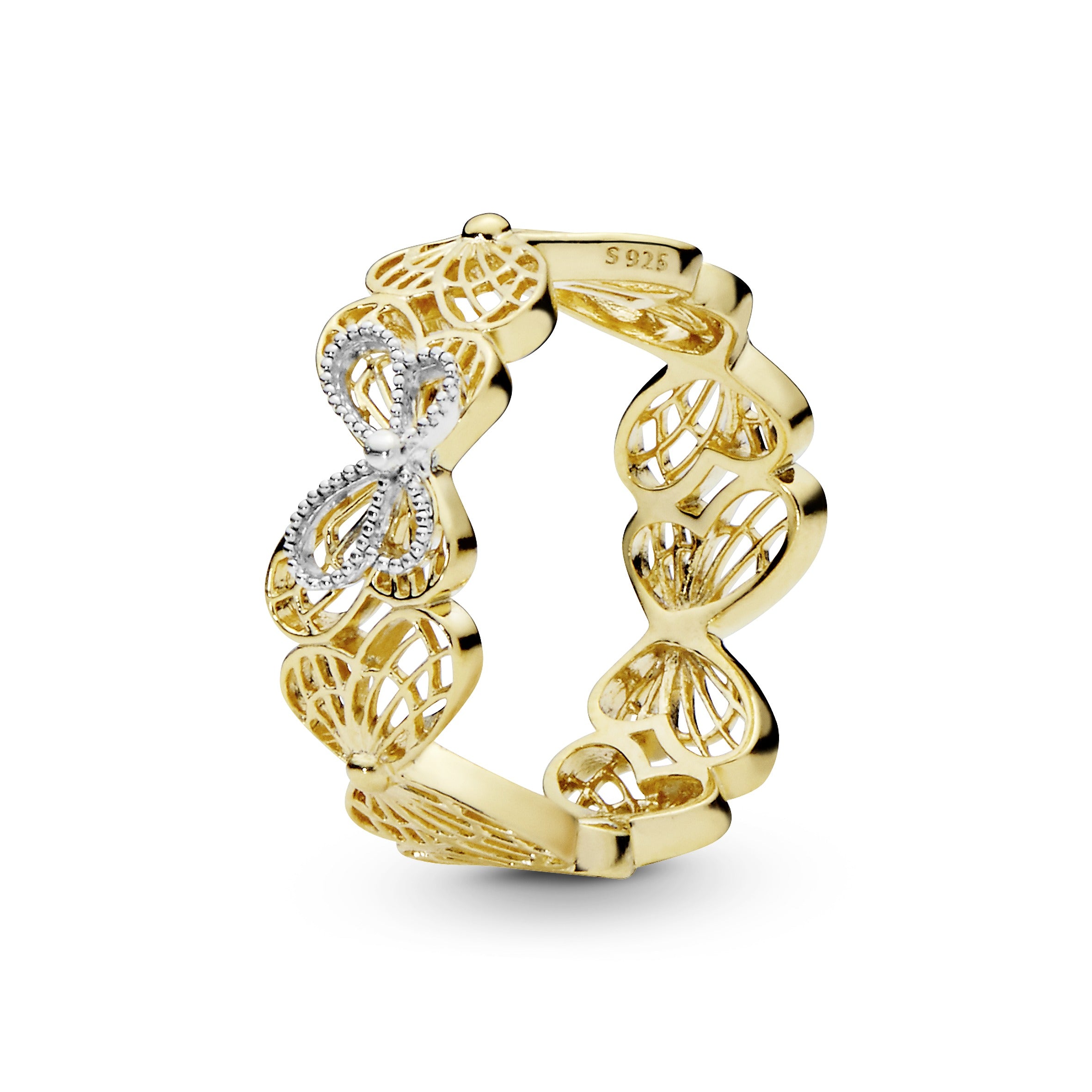 Openwork butterfly 14k Gold Plated and silver ring