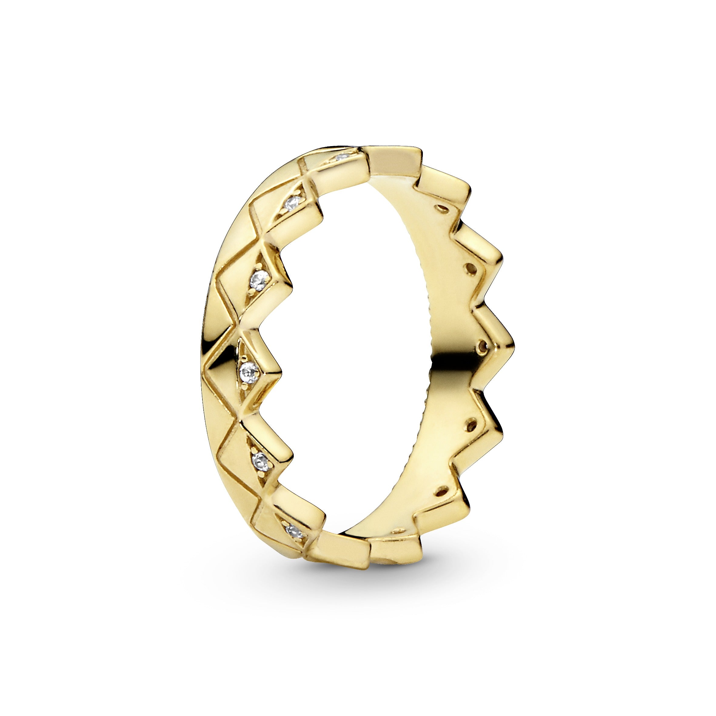 Crown 14k Gold Plated ring with clear cubic zirconia
