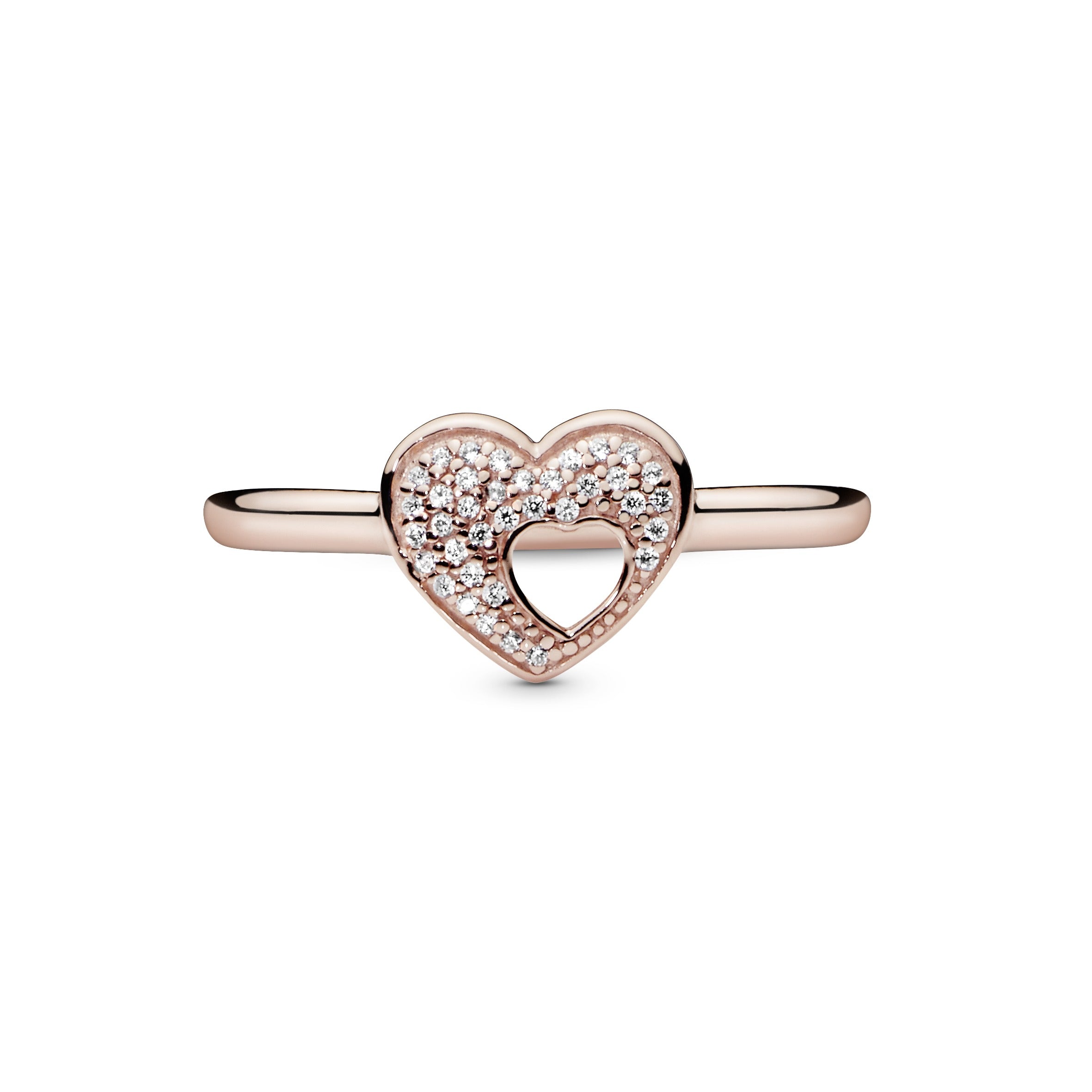PANDORA Rose heart ring with clear cubic zirconia