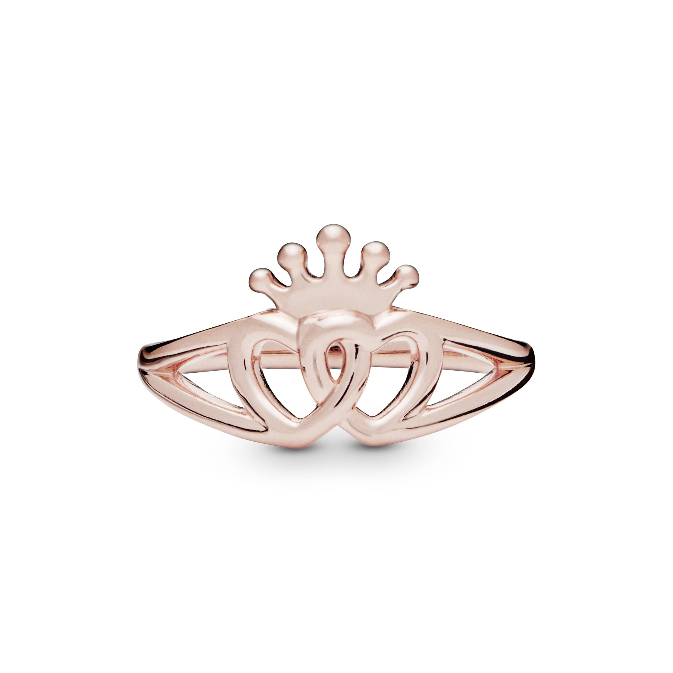 Interlocked crowned hearts 14k Rose Gold-plated ring