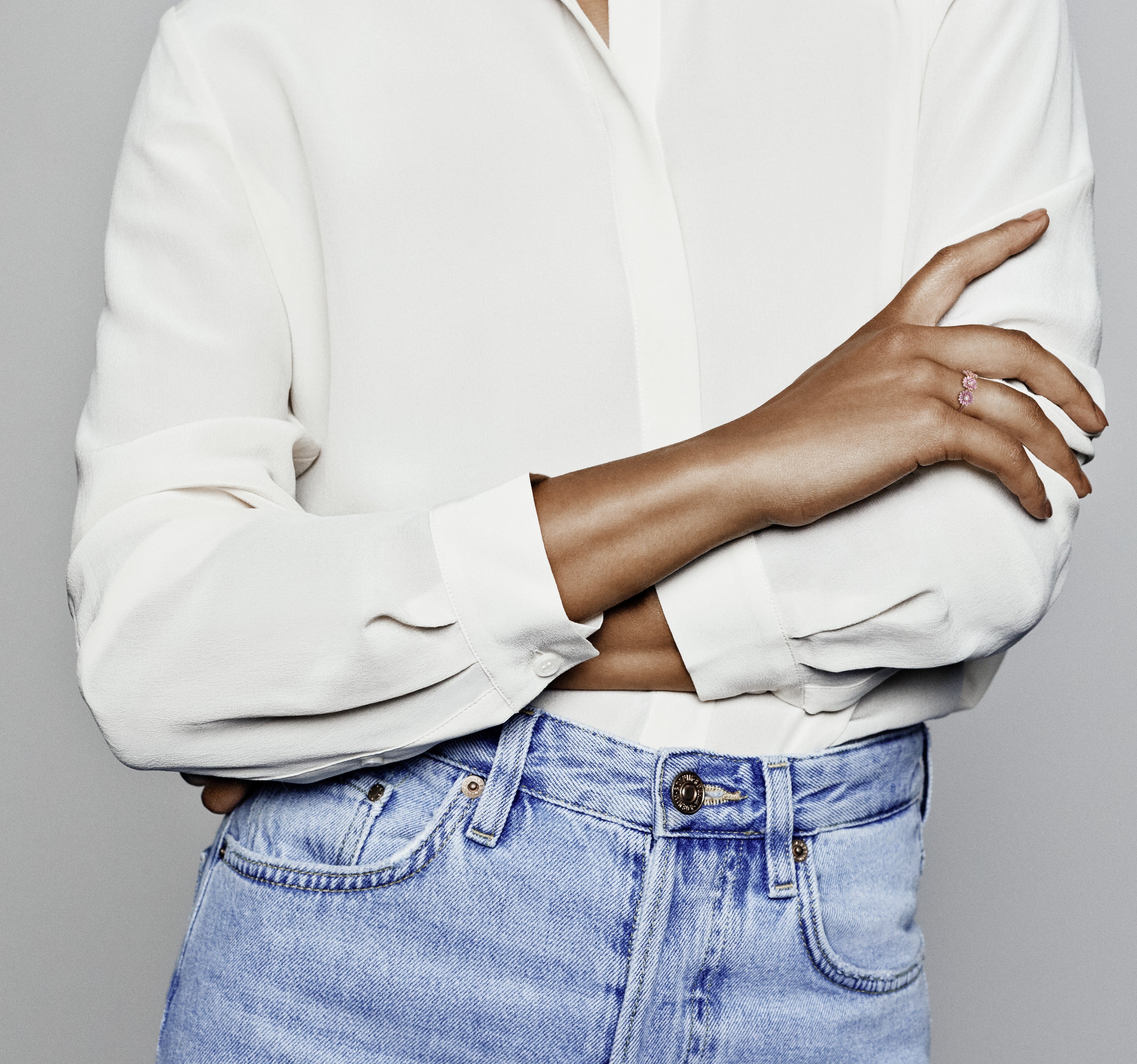 Pink Daisy Flower Trio Ring