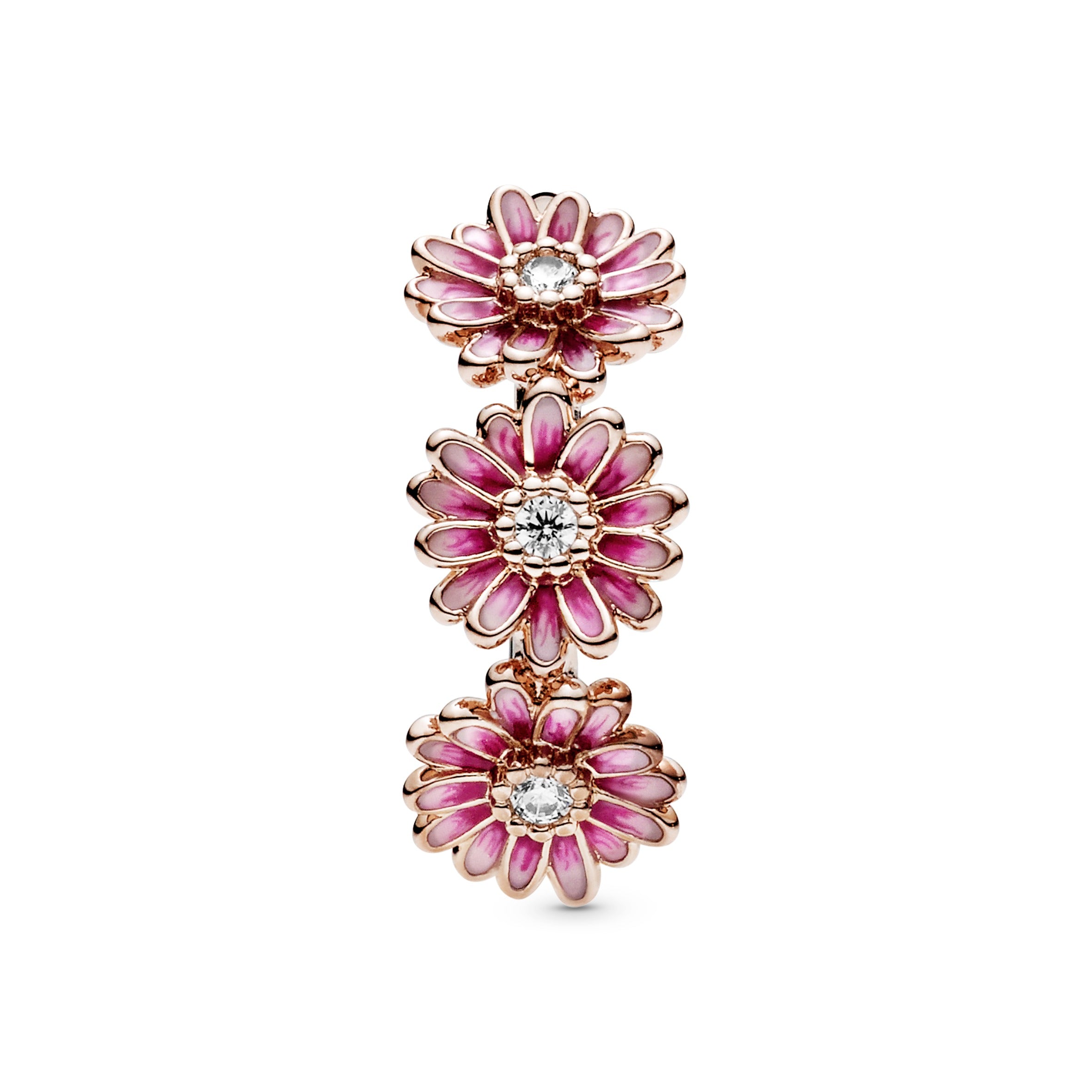 Pink Daisy Flower Trio Ring