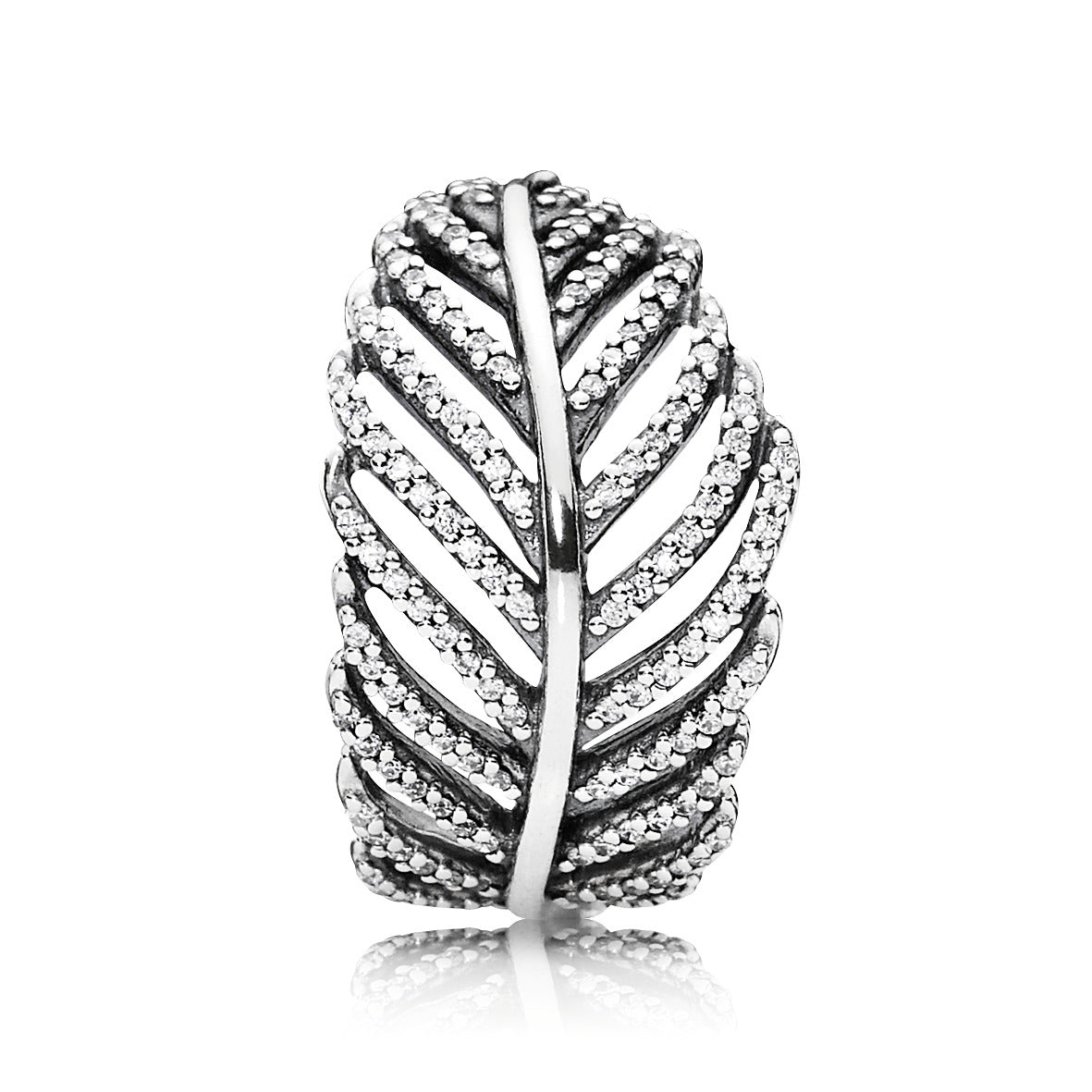 Silver ring with micro bead-set cubic zirconia