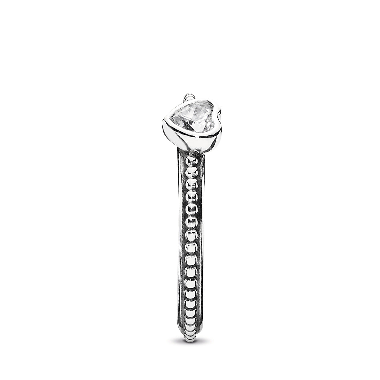 Heart silver ring with cubic zirconia