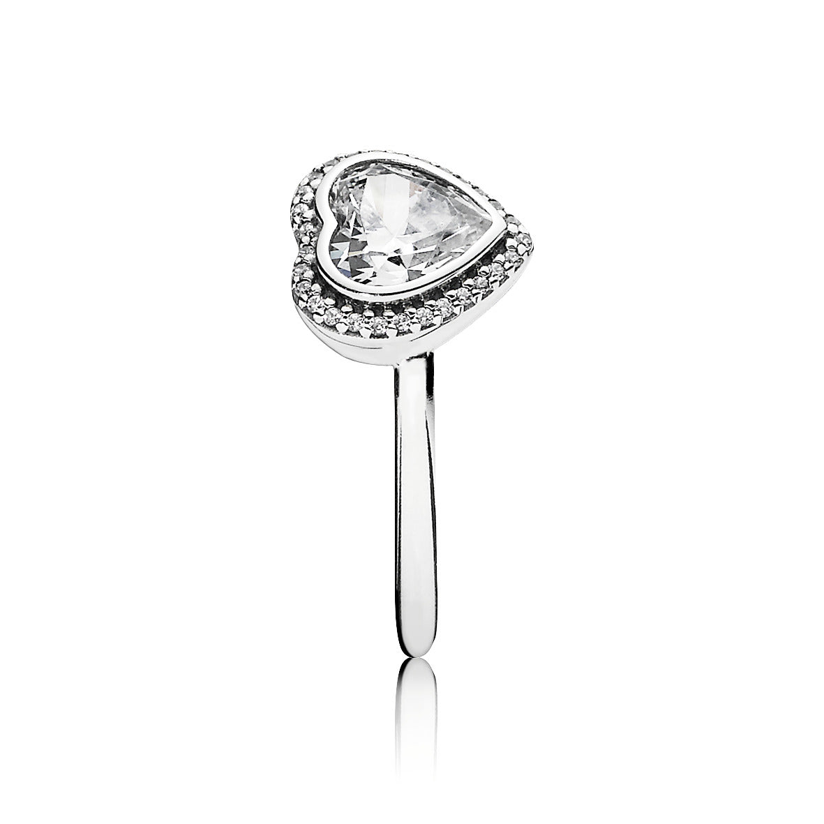 Heart silver ring with cubic zirconia