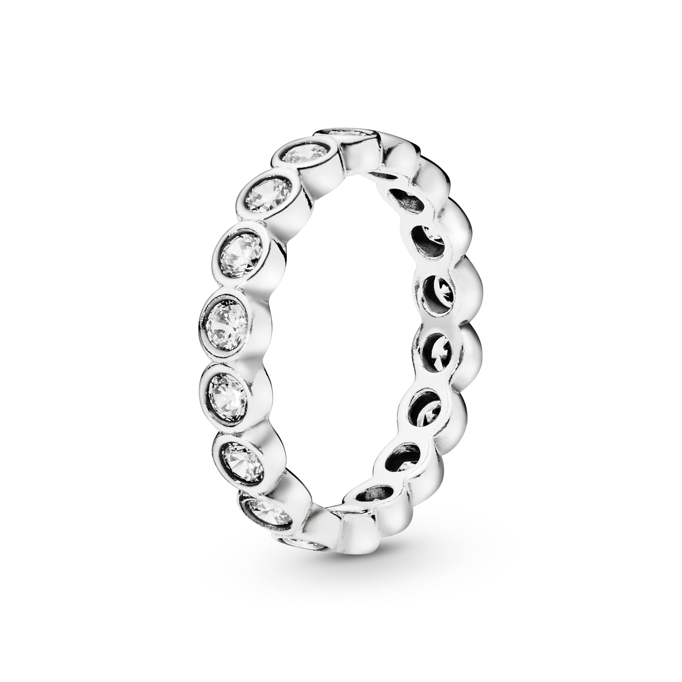 Large round eternity silver ring with cubic zirconia