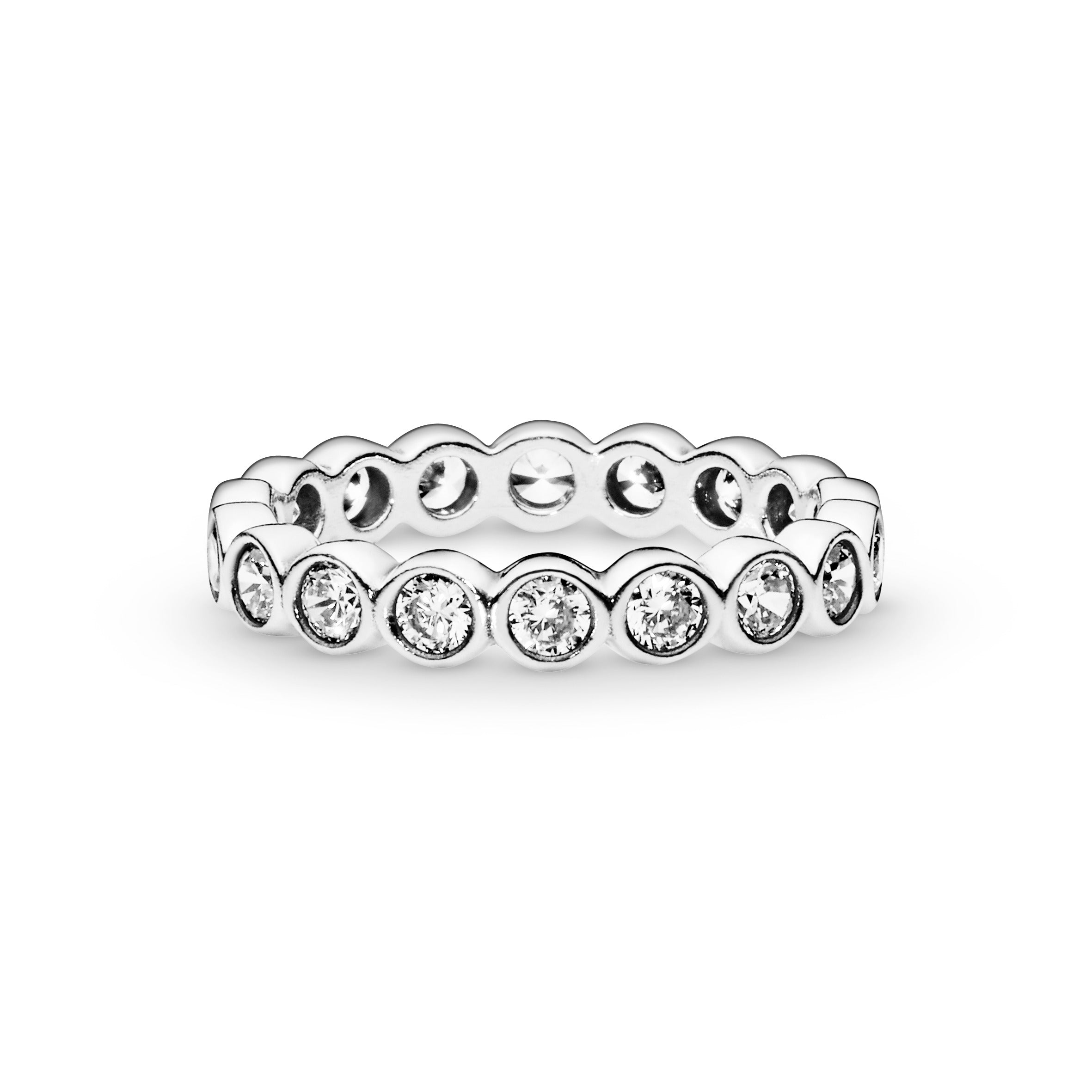 Large round eternity silver ring with cubic zirconia