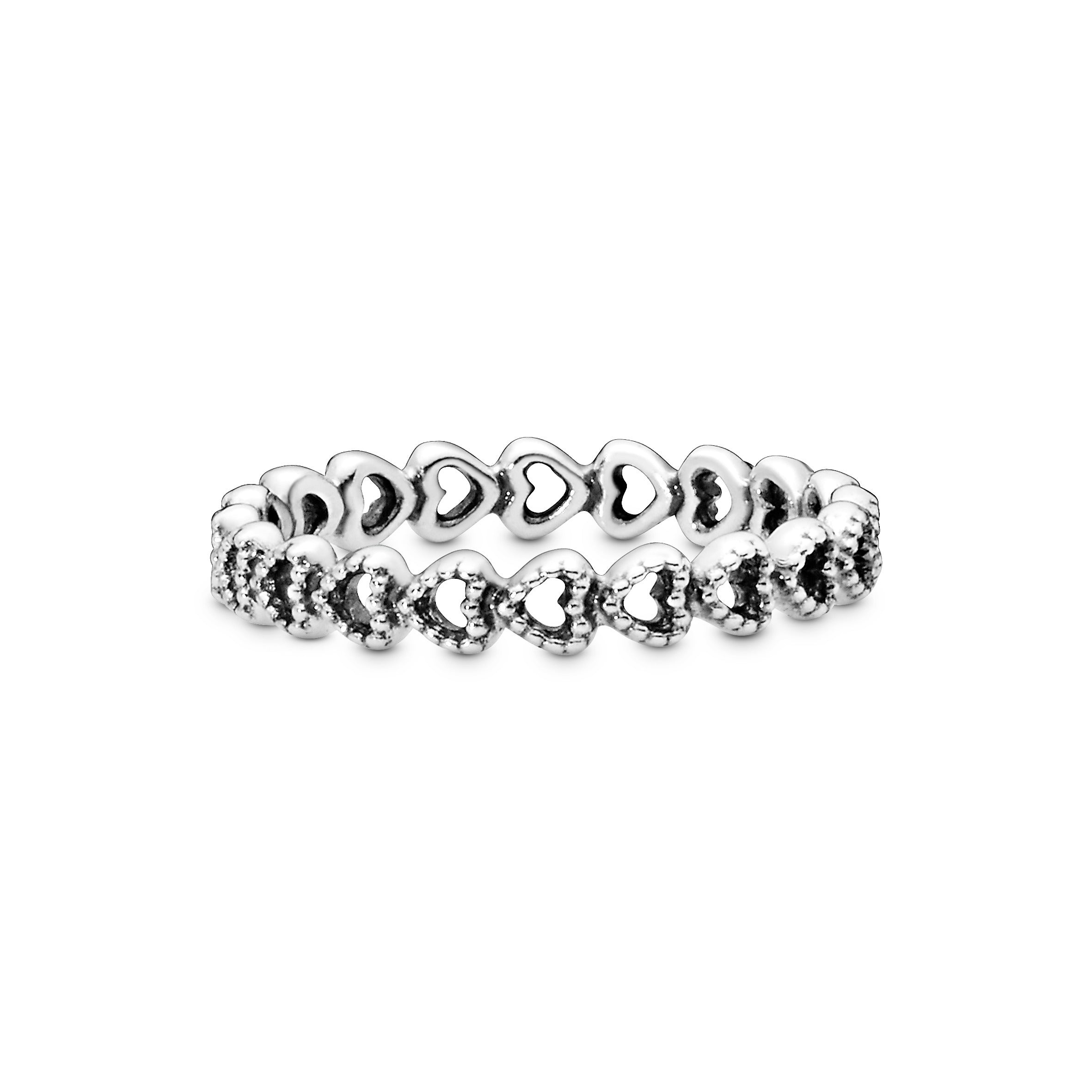 Openwork heart silver ring