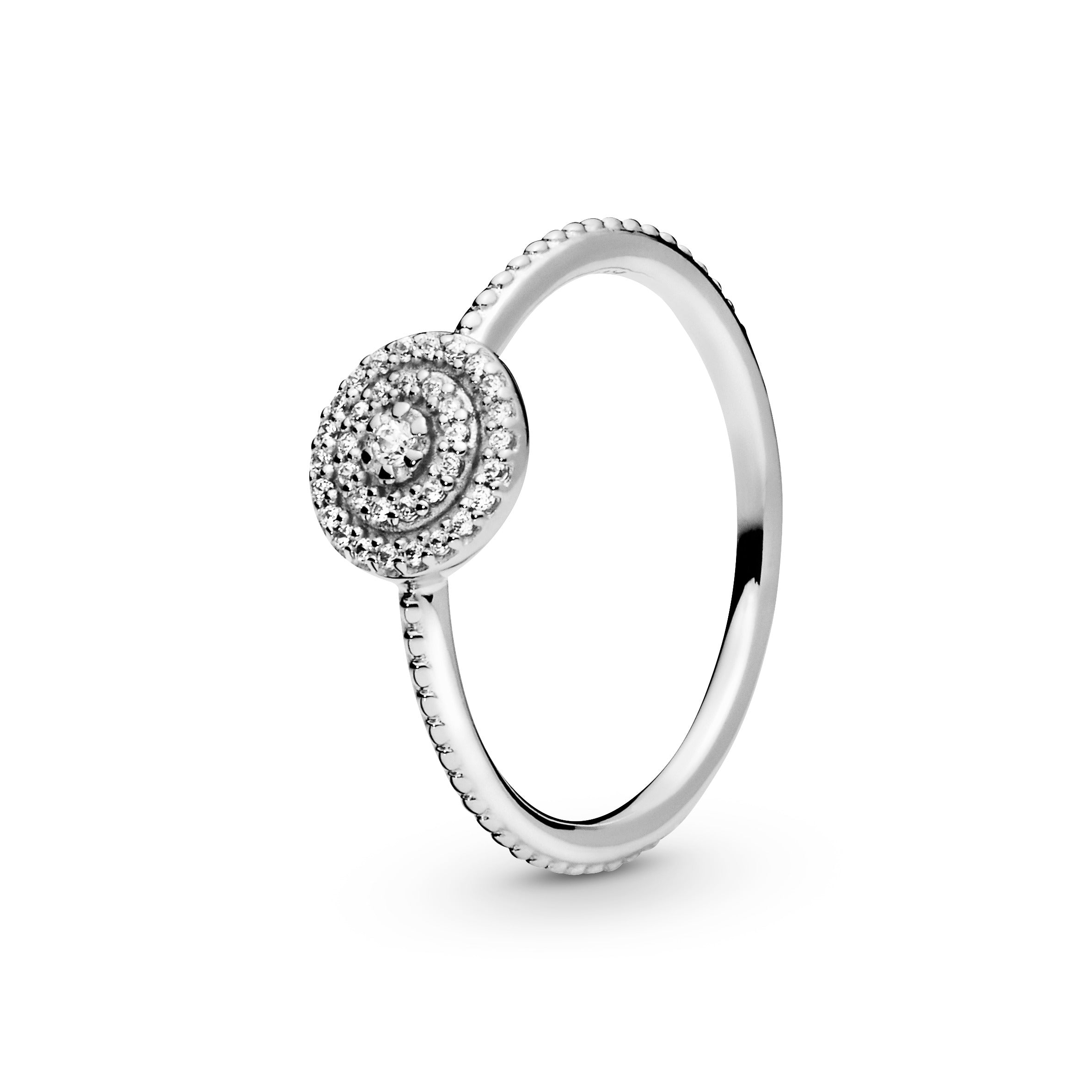 Silver ring with clear cubic zirconia