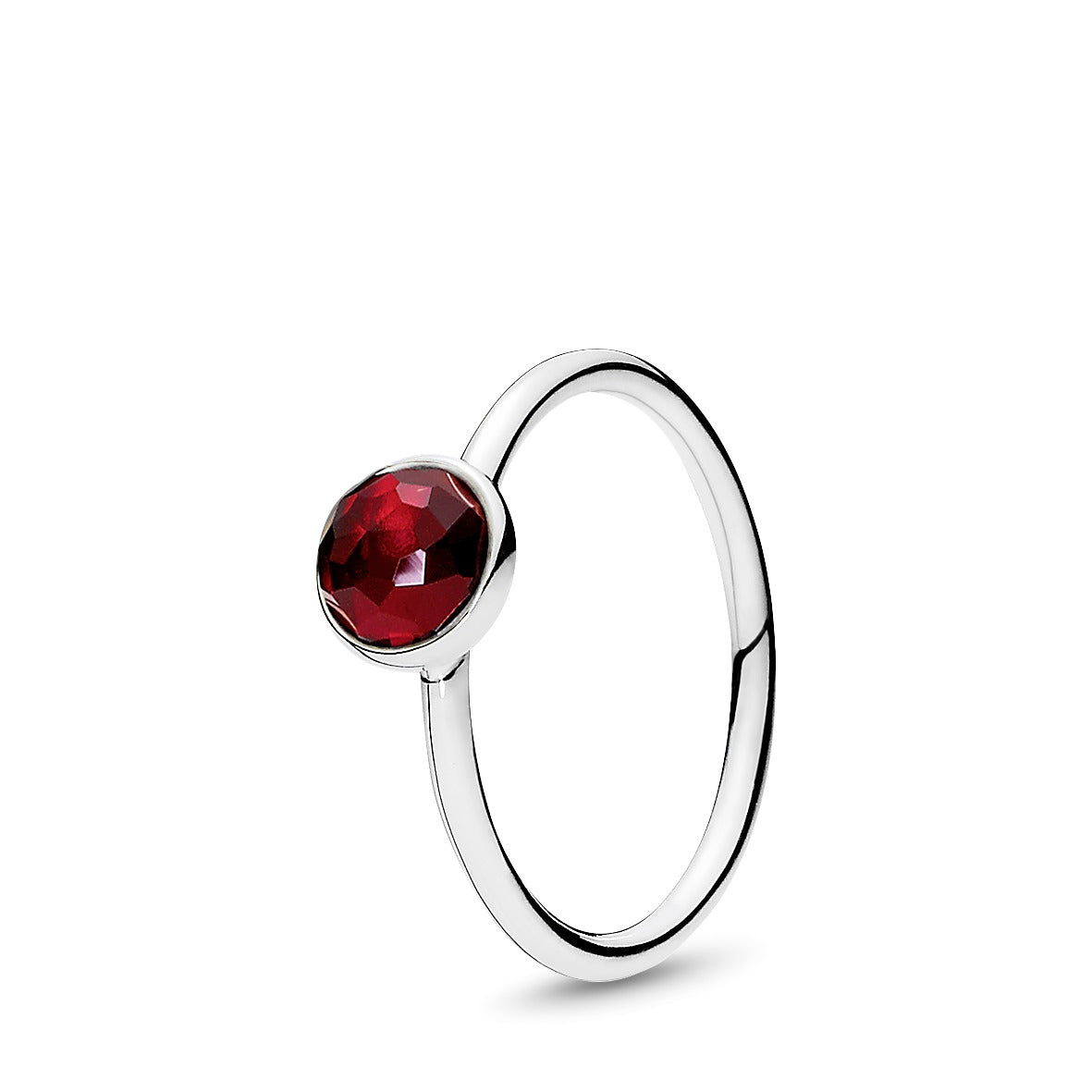 July birthstone silver ring with synthetic ruby, 6 mm