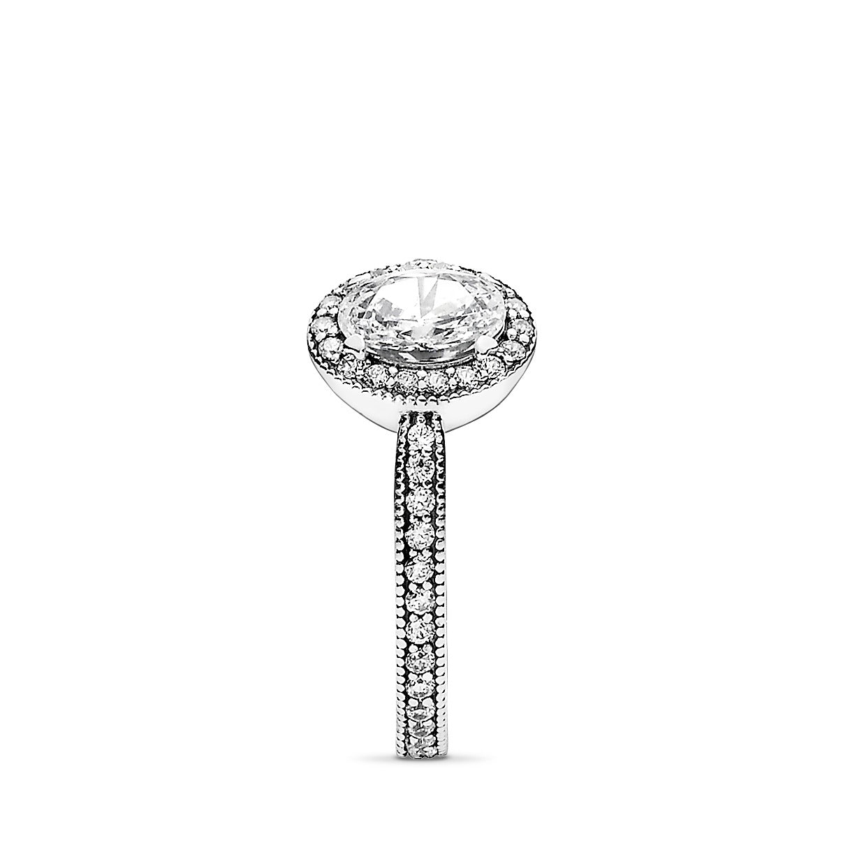 Silver ring with clear cubic zirconia