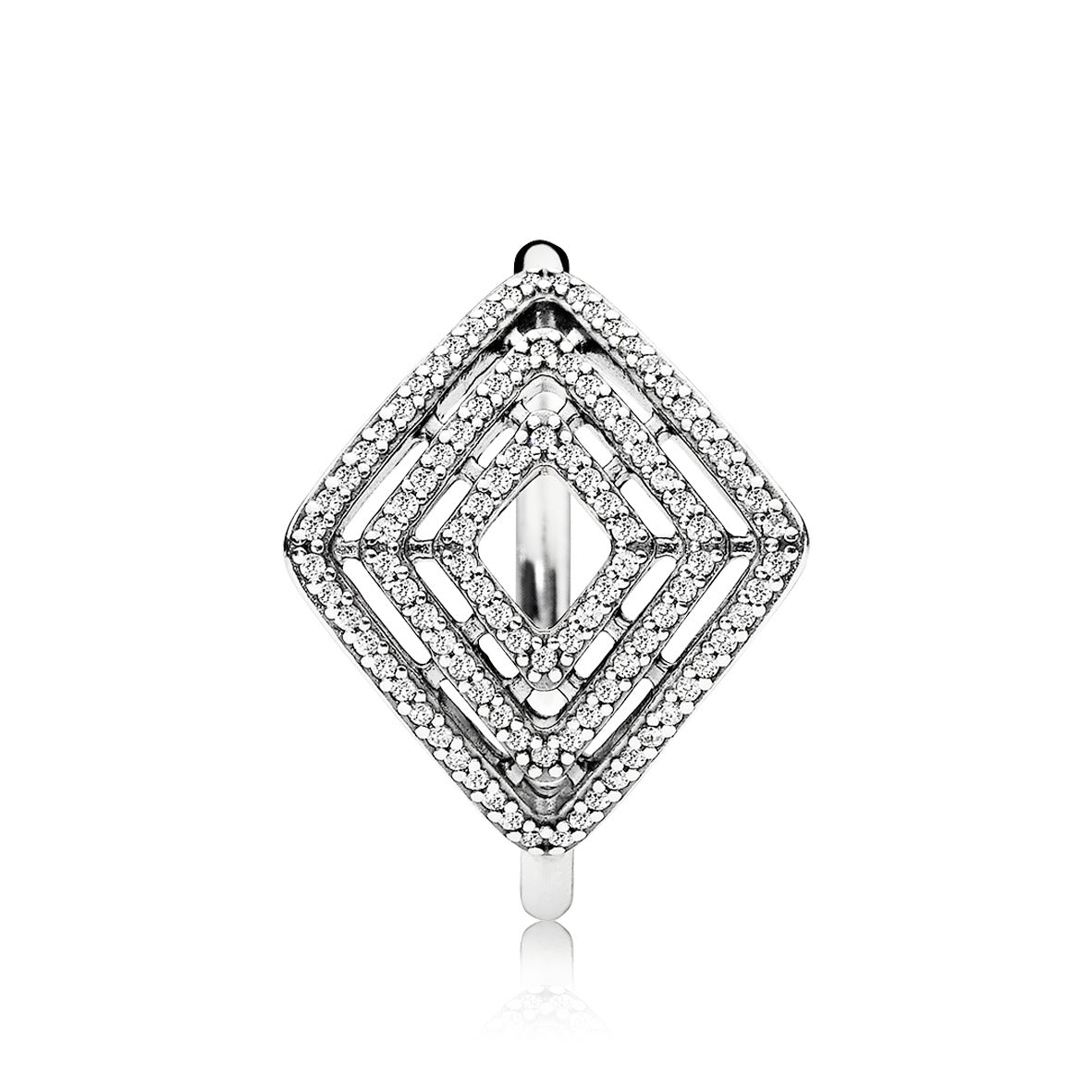 Silver ring with clear cubic zirconia