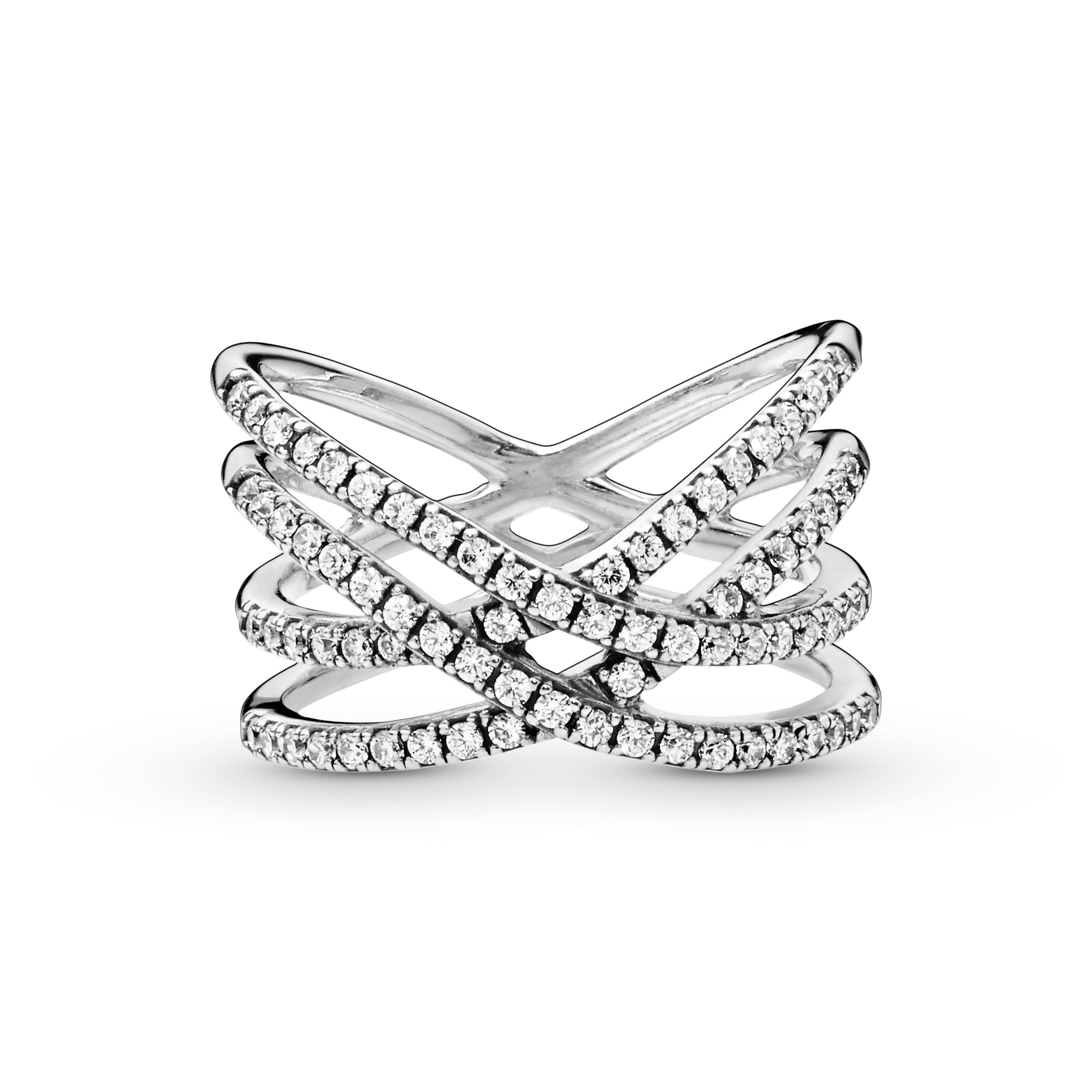 Silver ring with clear cubic zirconia