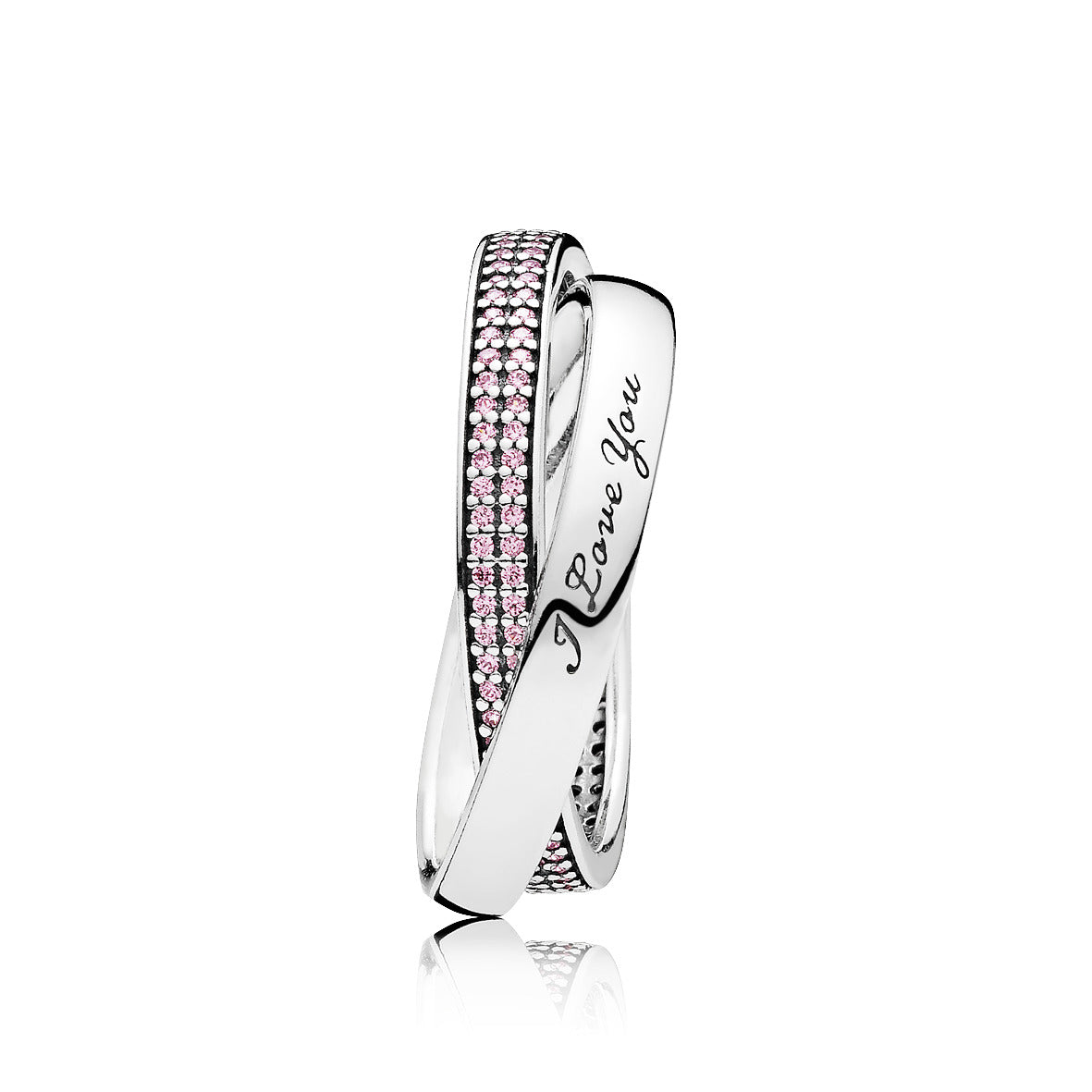 Silver ring with pink cubic zirconia