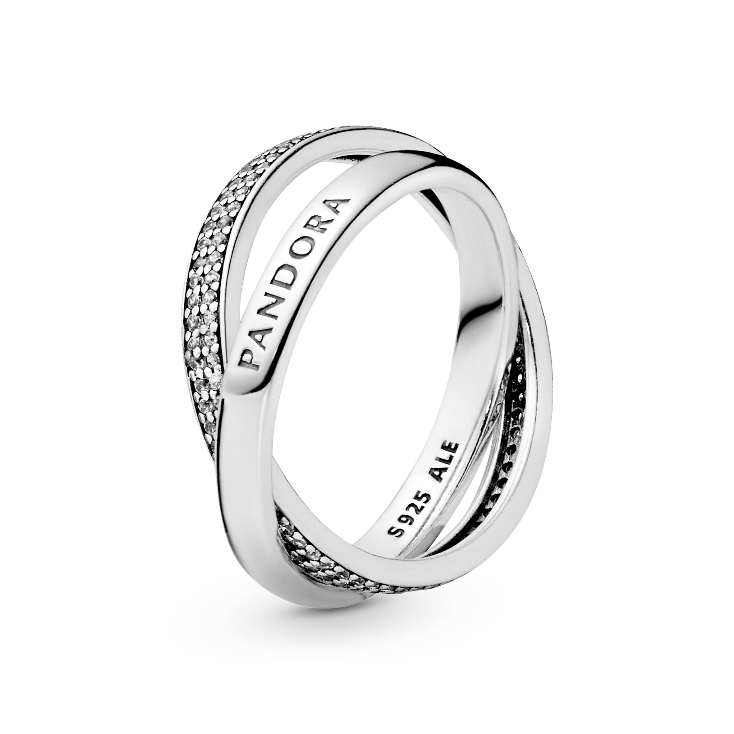 Silver ring with clear cubic zirconia