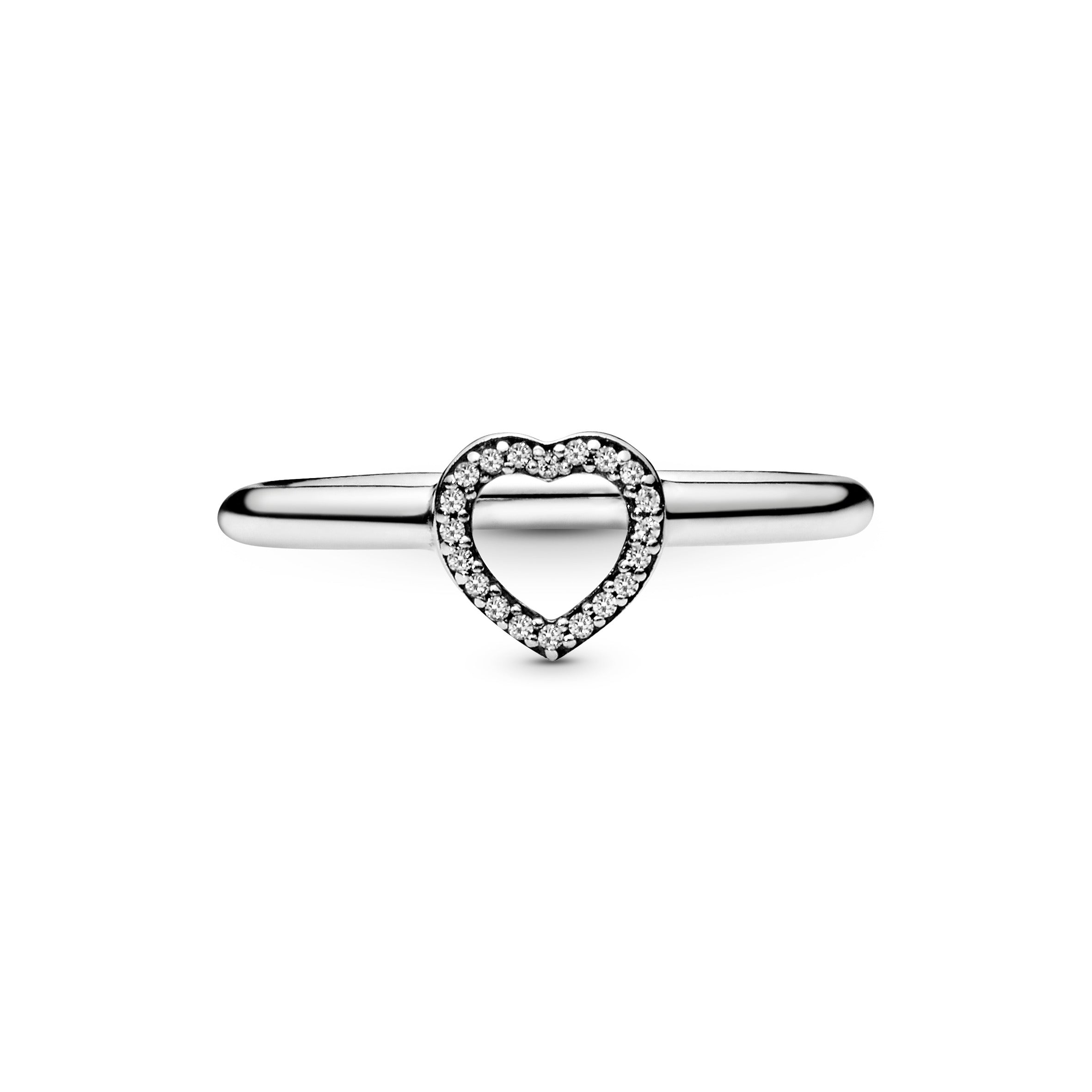 Heart silver ring with clear cubic zirconia