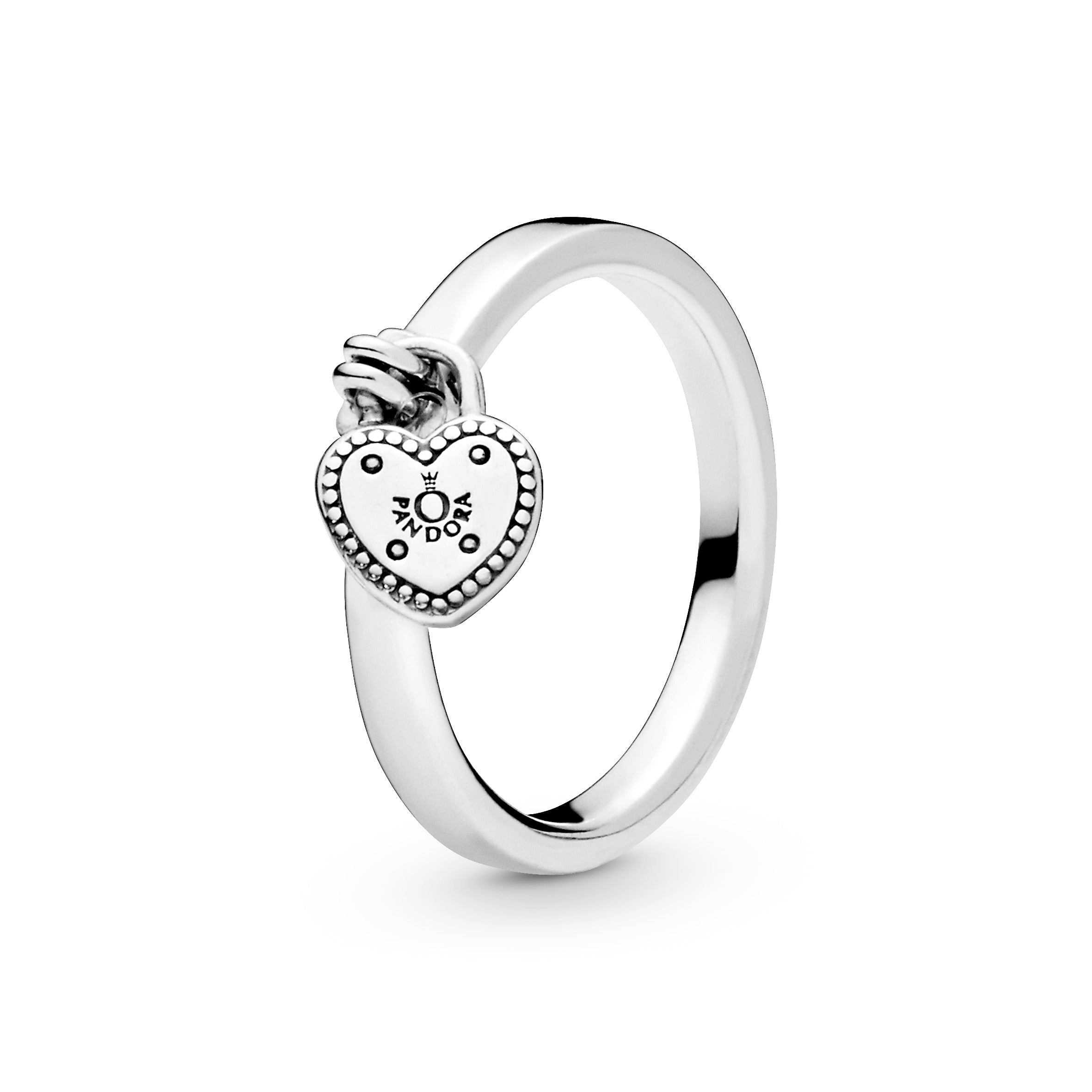 Heart padlock silver ring