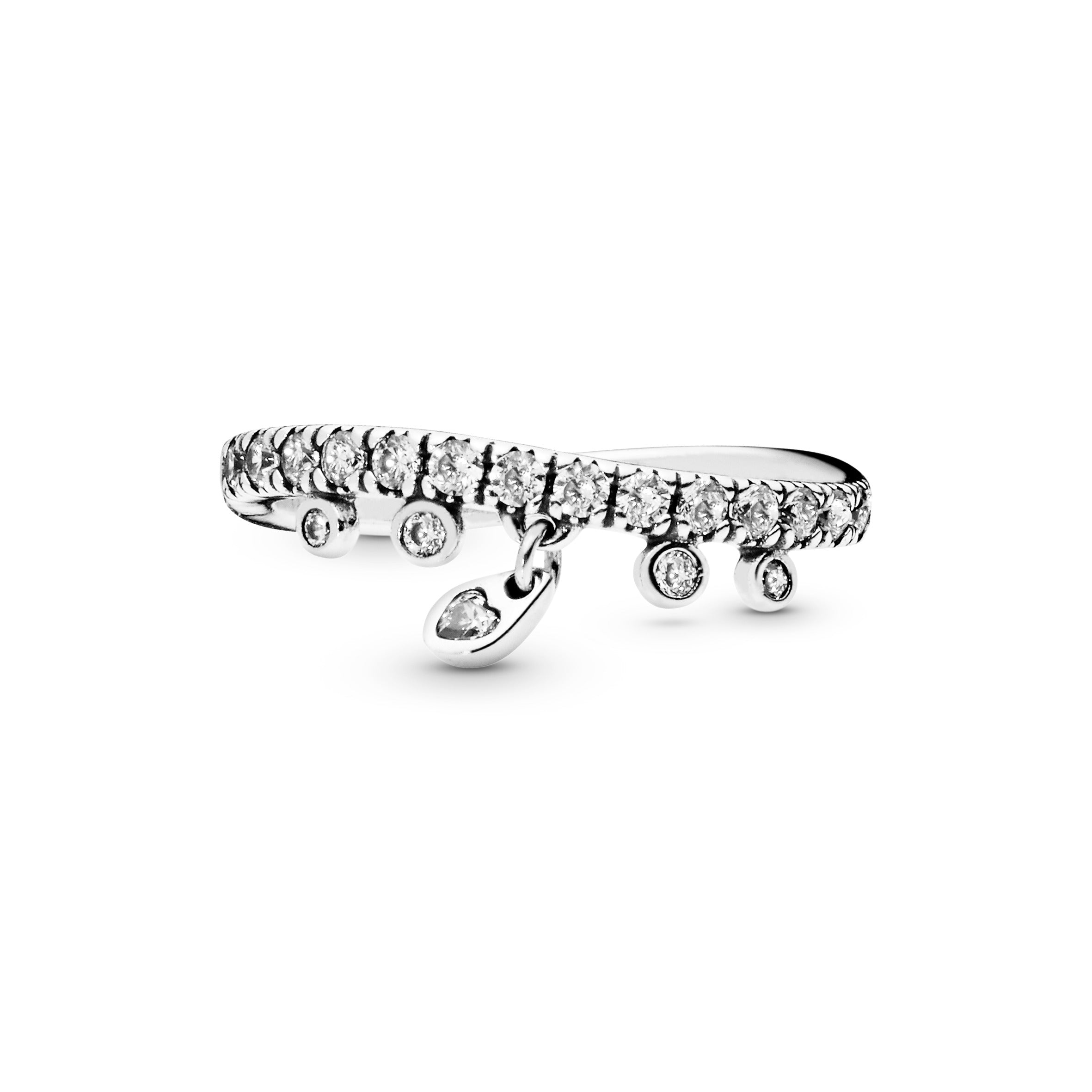 Chandelier silver ring with clear cubic zirconia