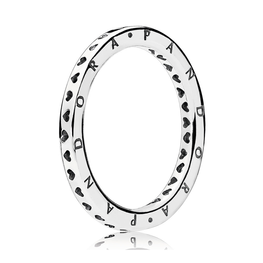 Heart silver logo ring