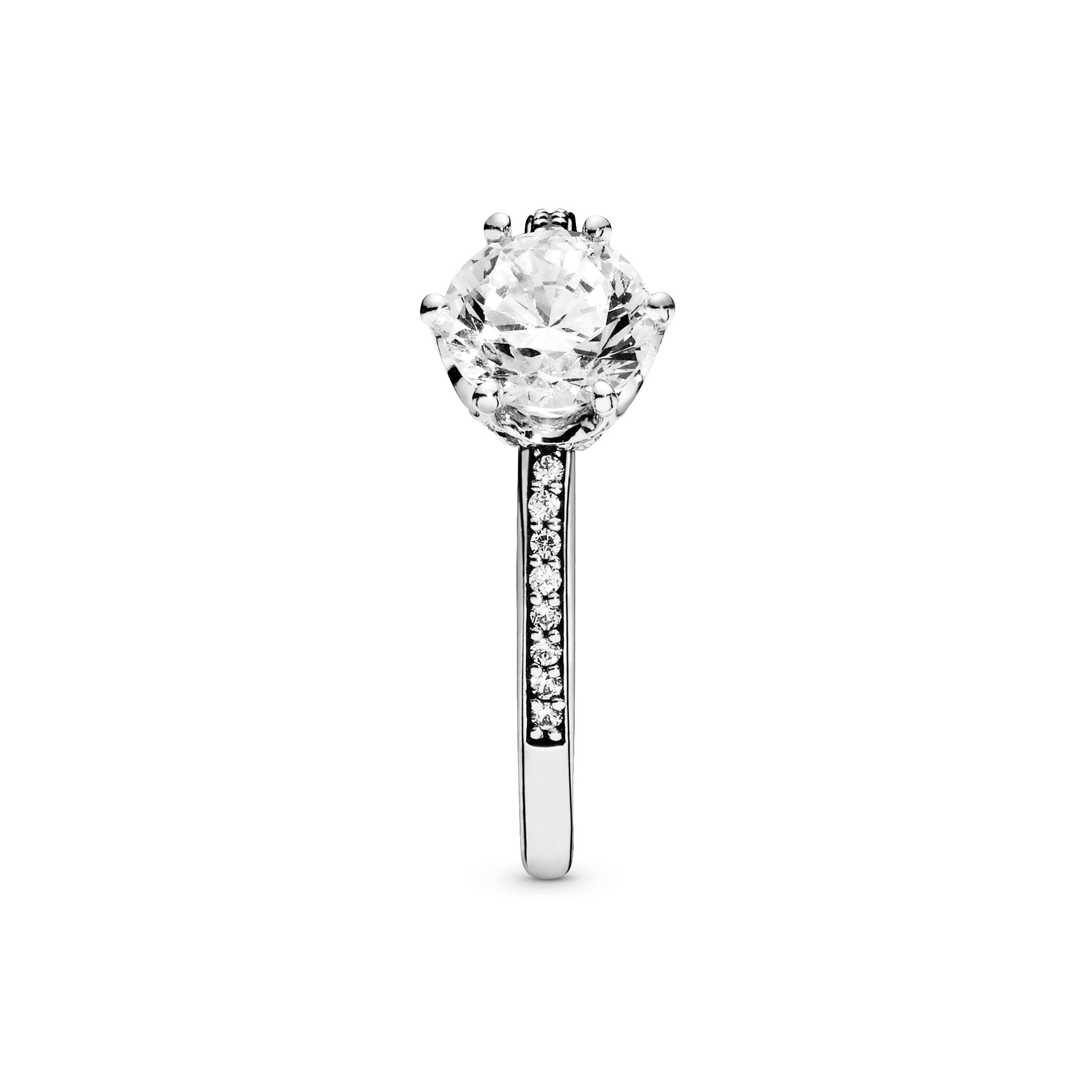 Crown sterling silver ring with clear cubic zirconia