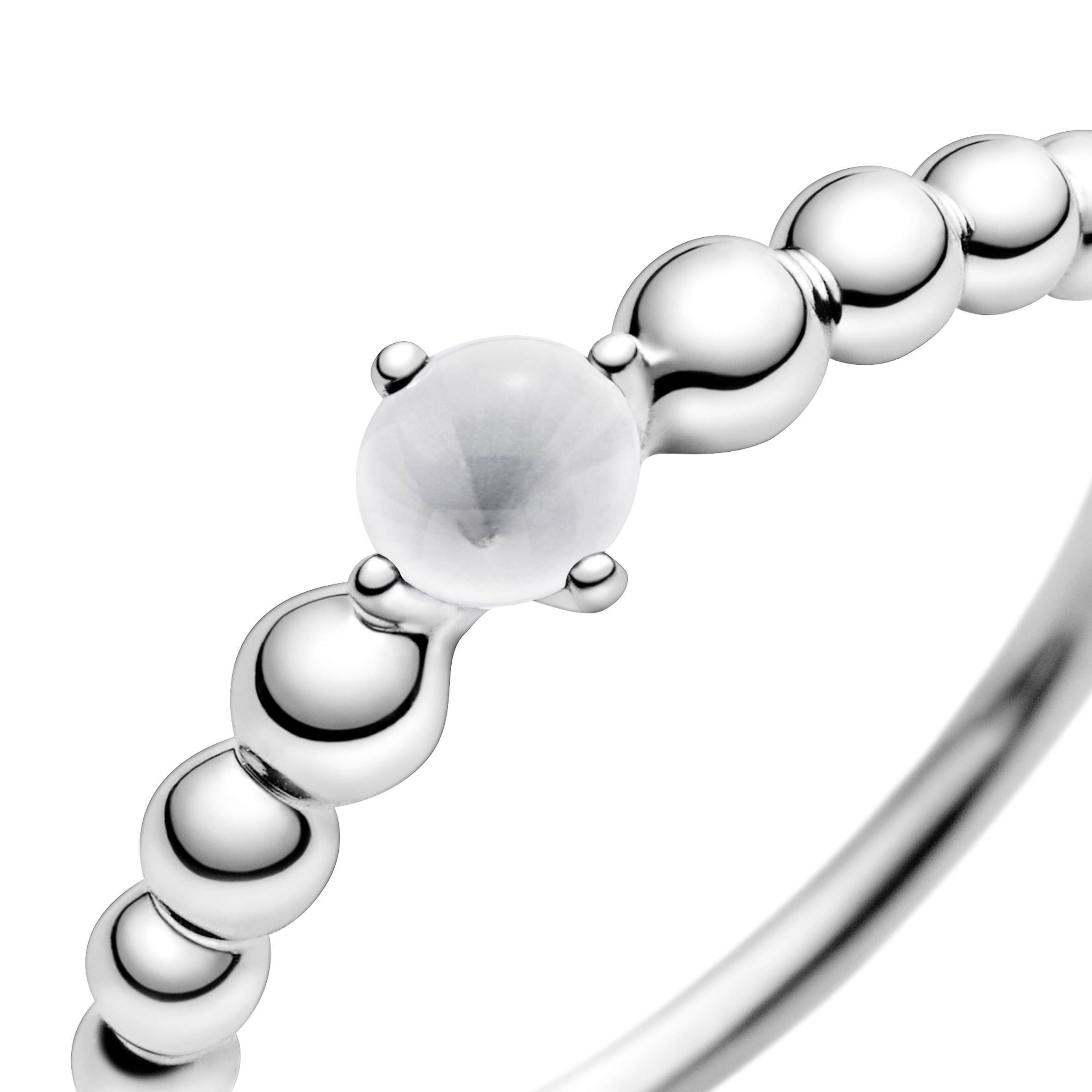 Milky White Beaded Ring