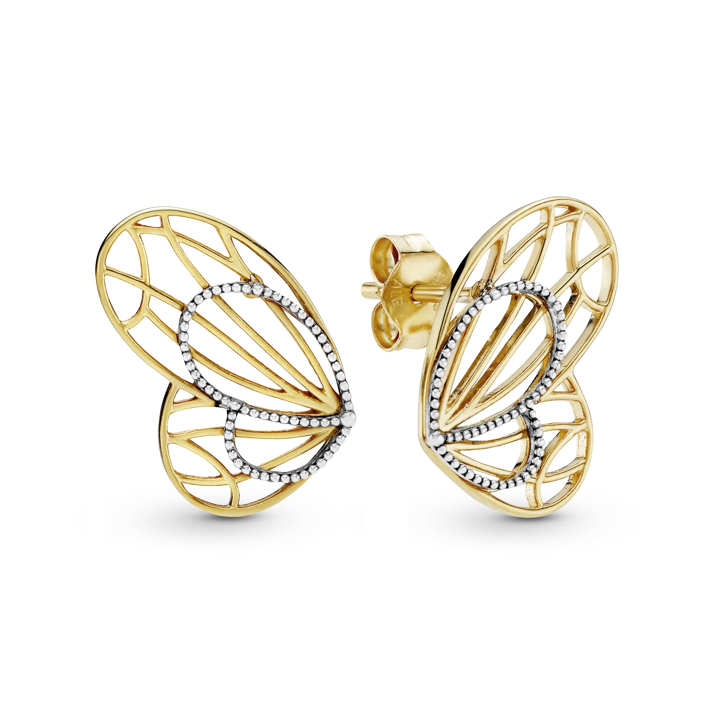 Openwork butterfly 14k Gold Plated and silver earrings