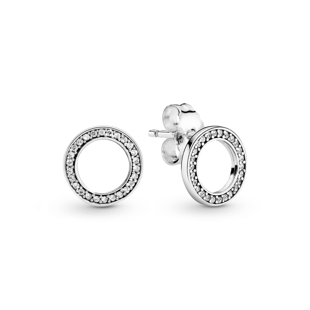 Silver stud earrings with clear cubic zirconia – Pandora Jordan