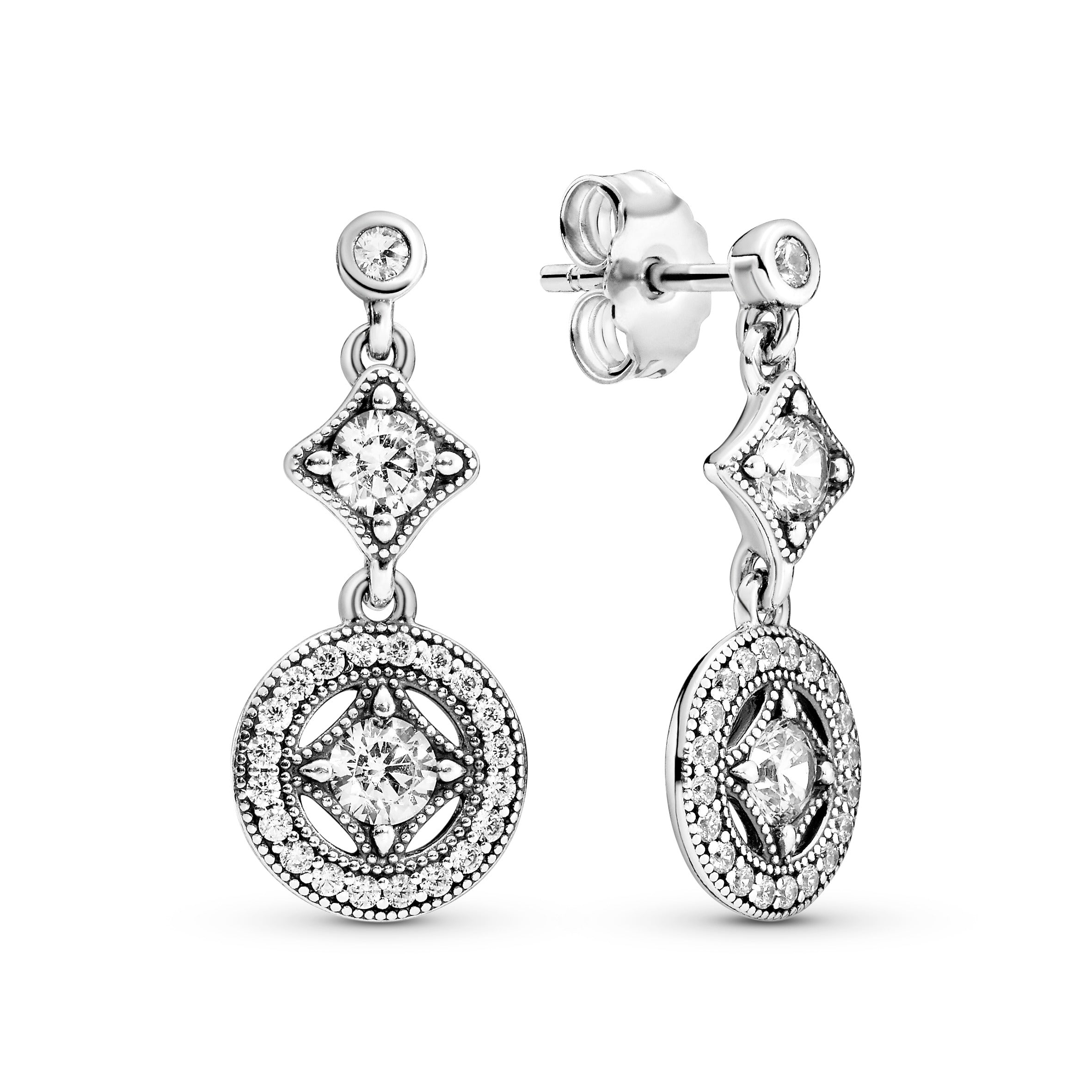Silver earrings with clear cubic zirconia