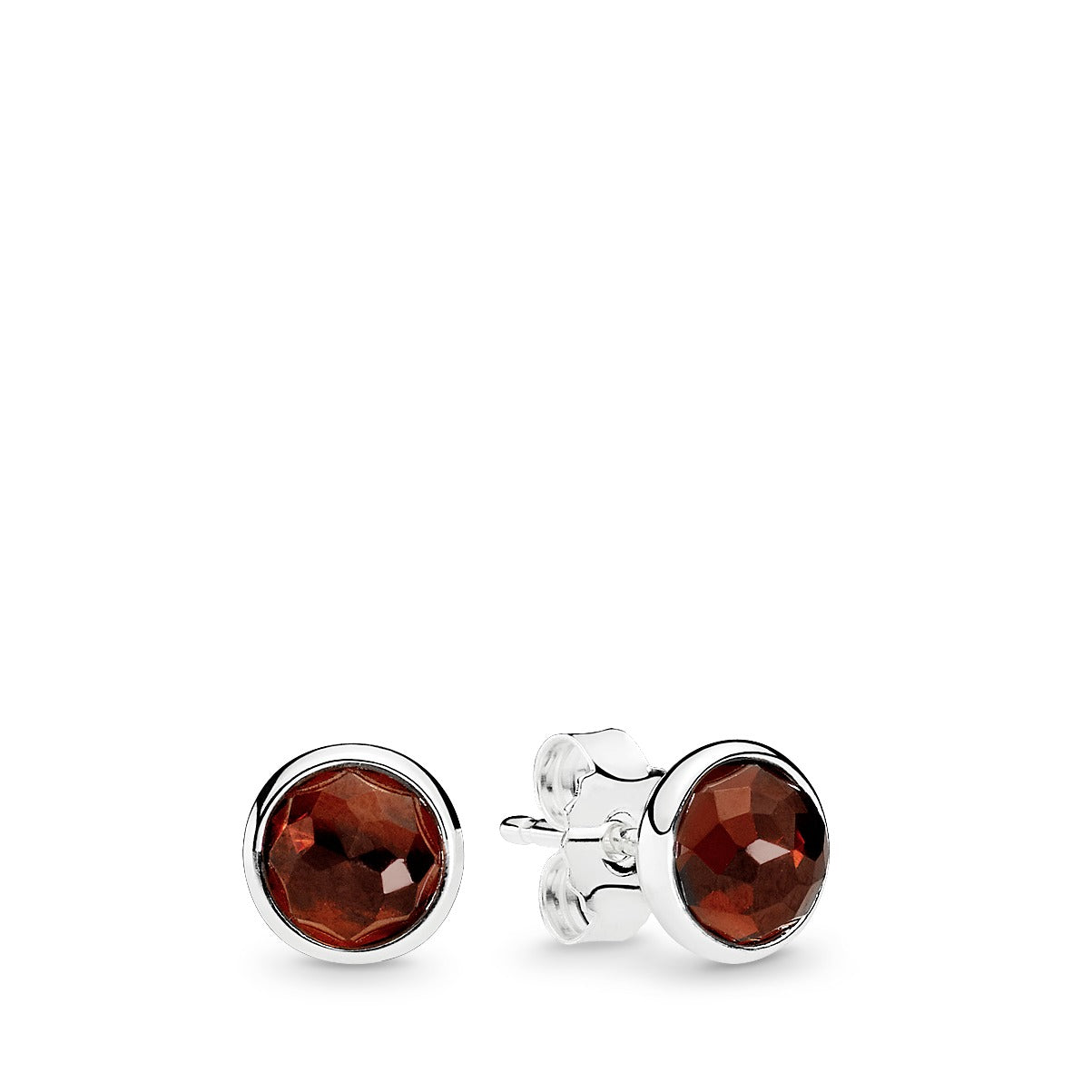 January birthstone silver stud earrings with garnet