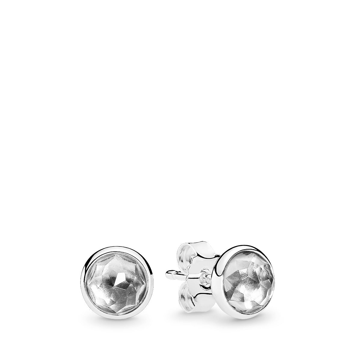 April birthstone silver stud earrings with rock crystal