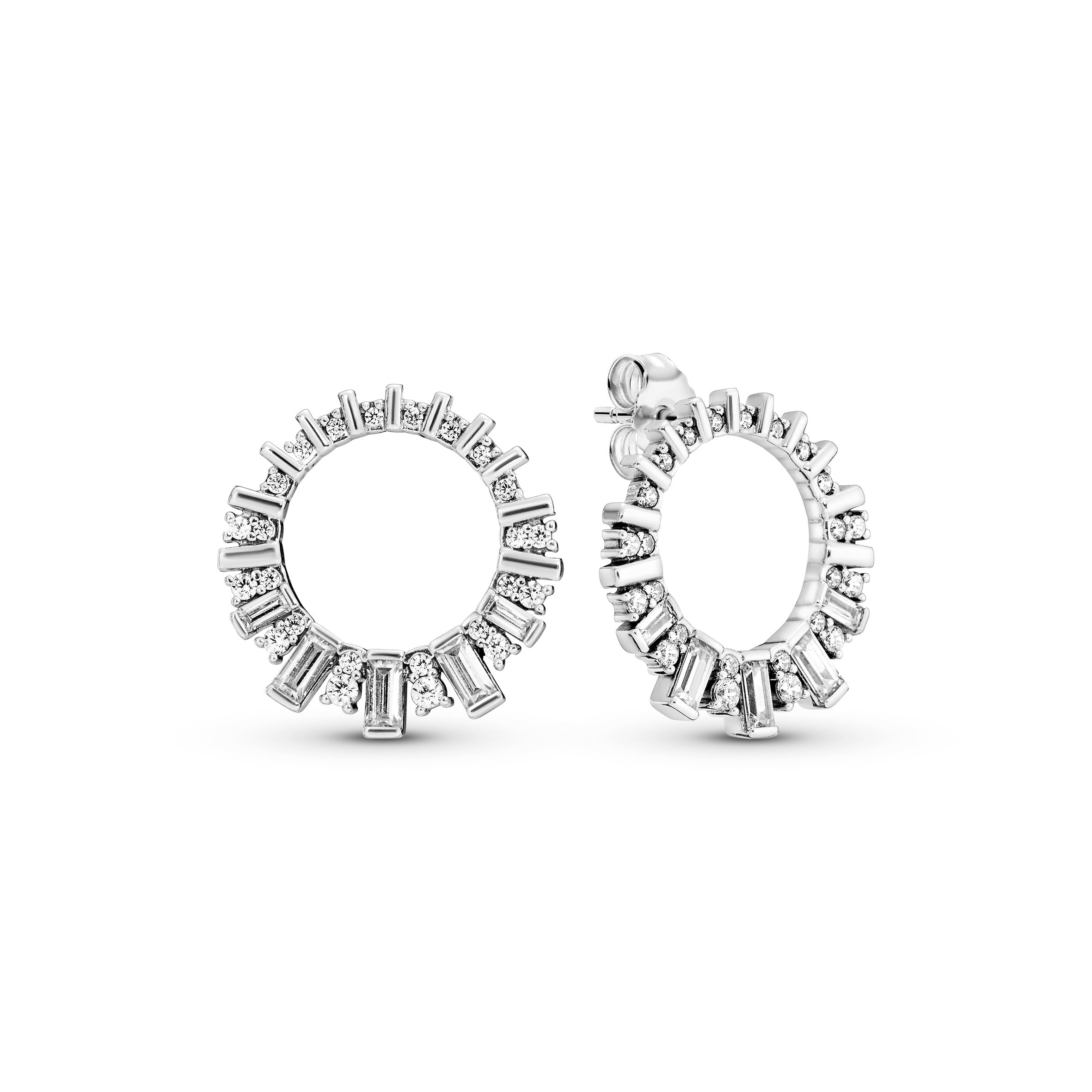 Ice cube silver earrings with clear cubic zirconia