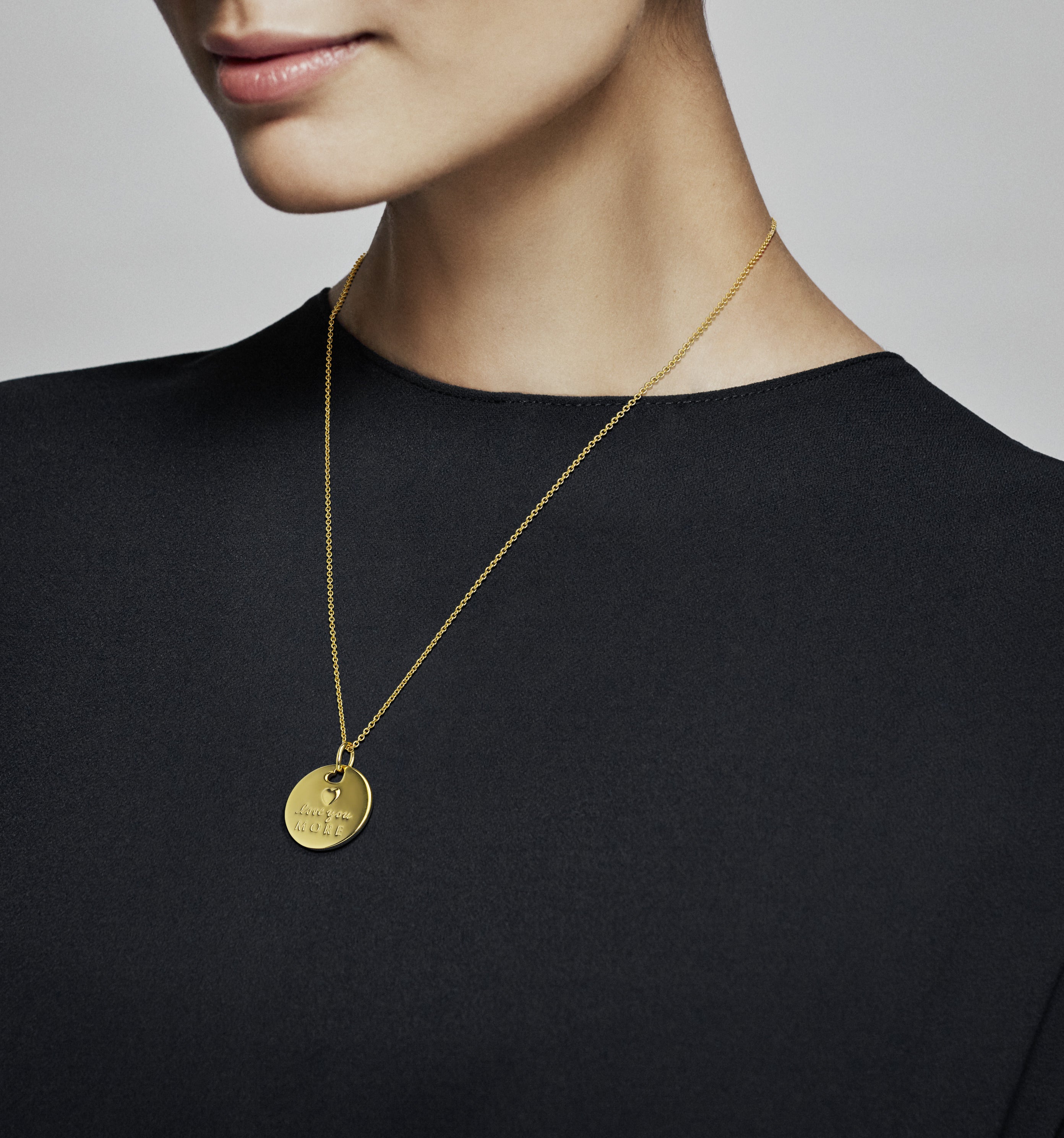 Love you more 14k Gold Plated pendant with silver enamel