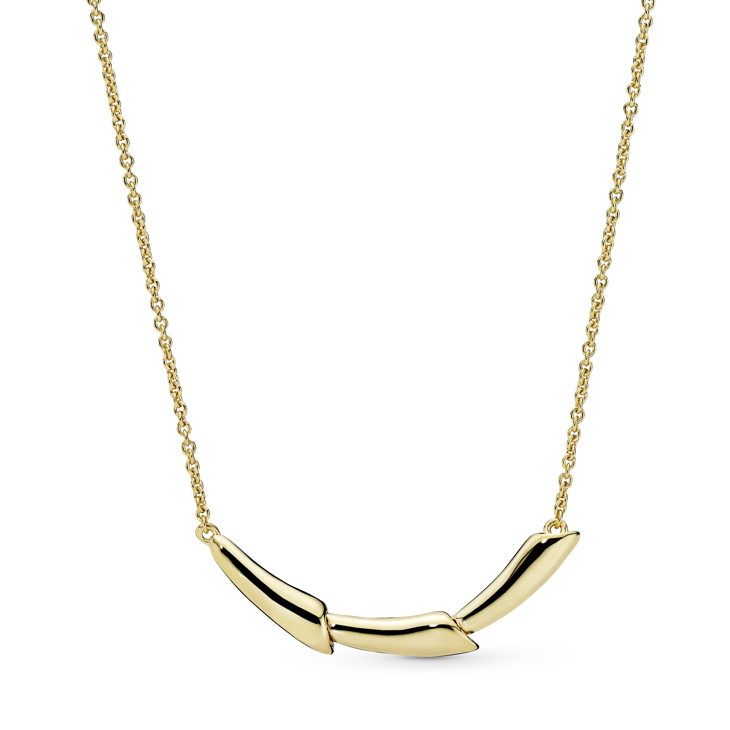 Flower stem 14k Gold Plated collier with clear cubic zirconia