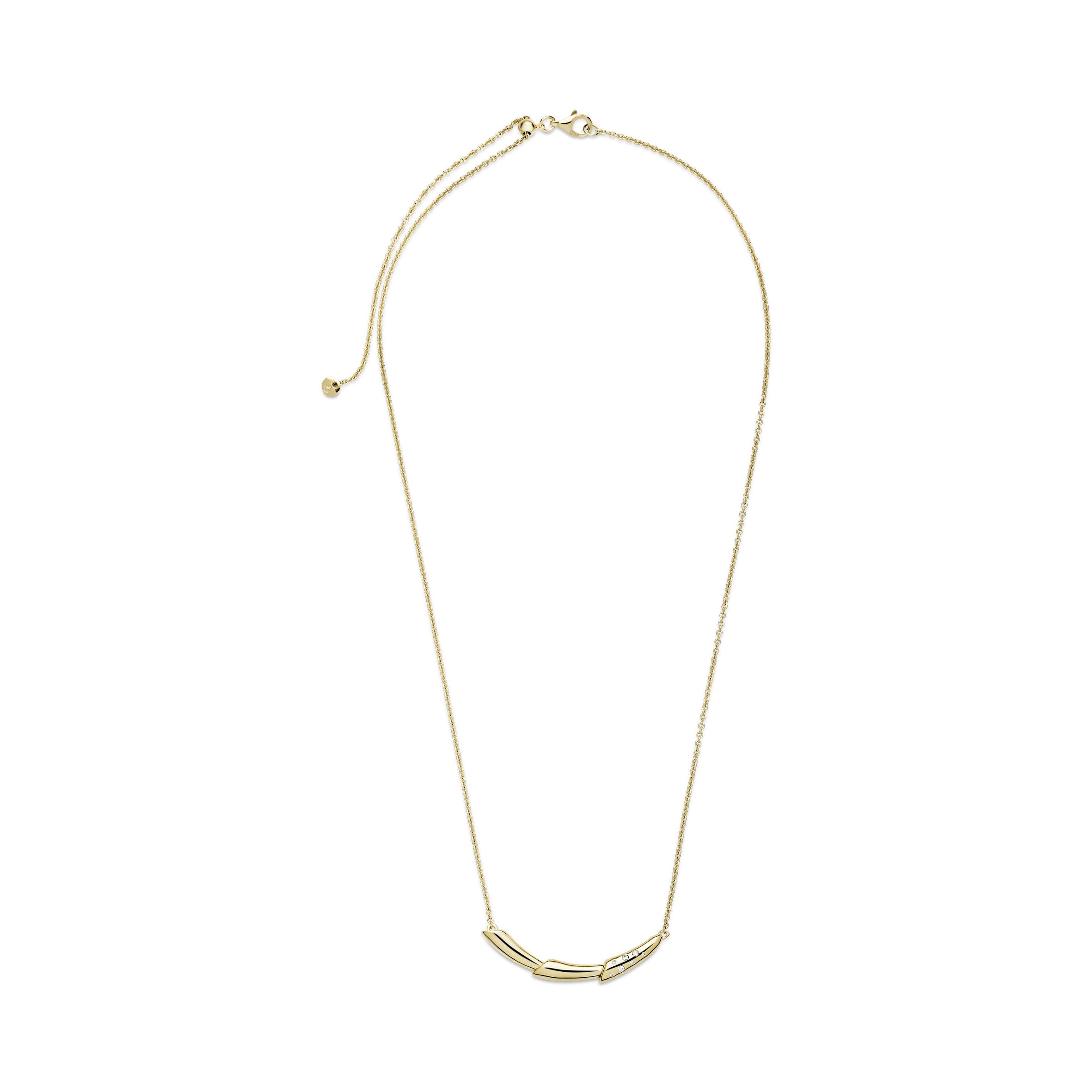 Flower stem 14k Gold Plated collier with clear cubic zirconia