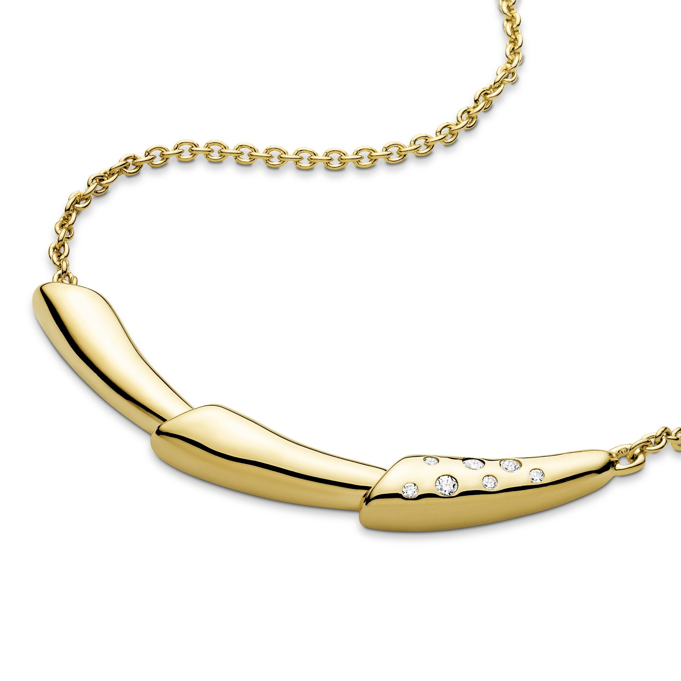 Flower stem 14k Gold Plated collier with clear cubic zirconia