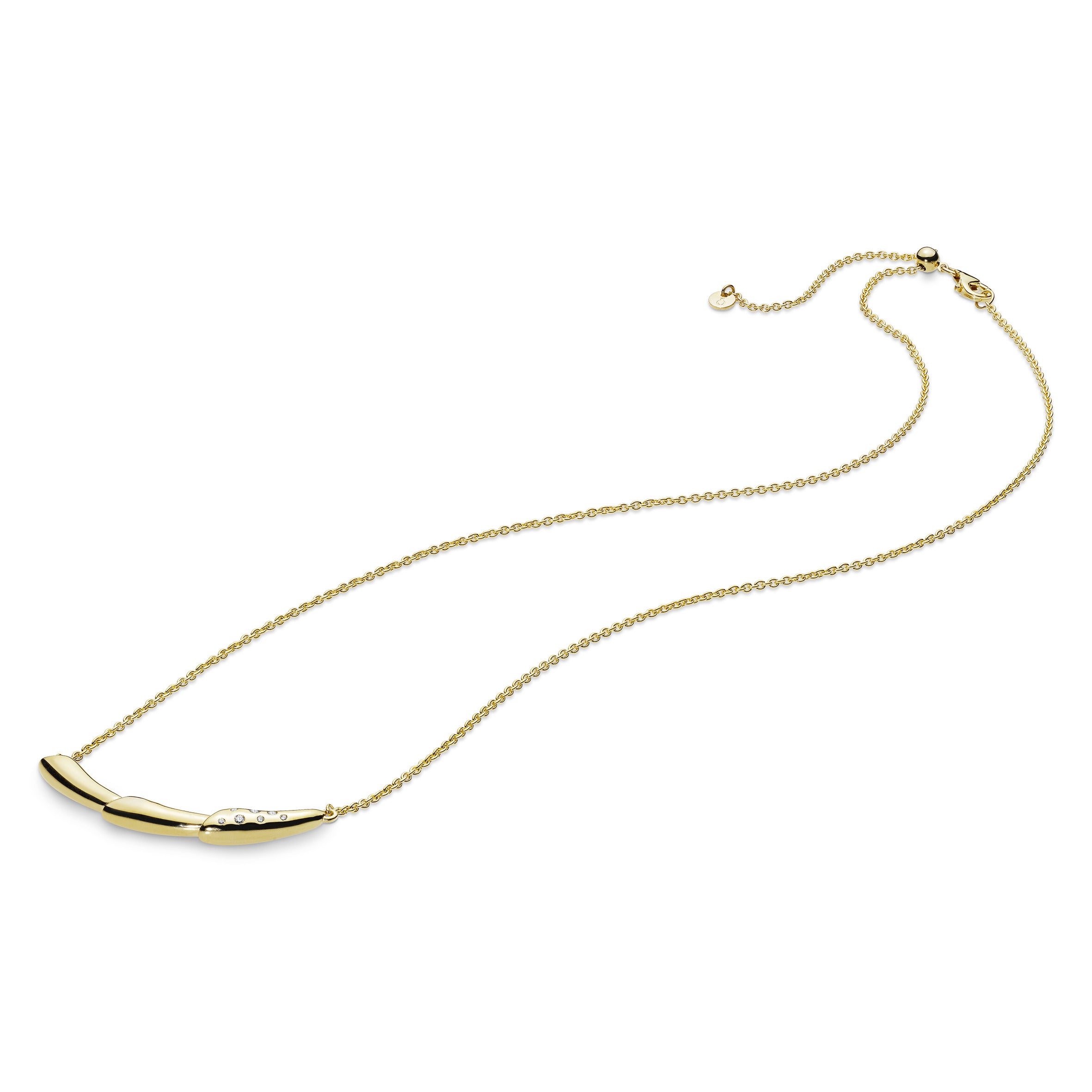 Flower stem 14k Gold Plated collier with clear cubic zirconia
