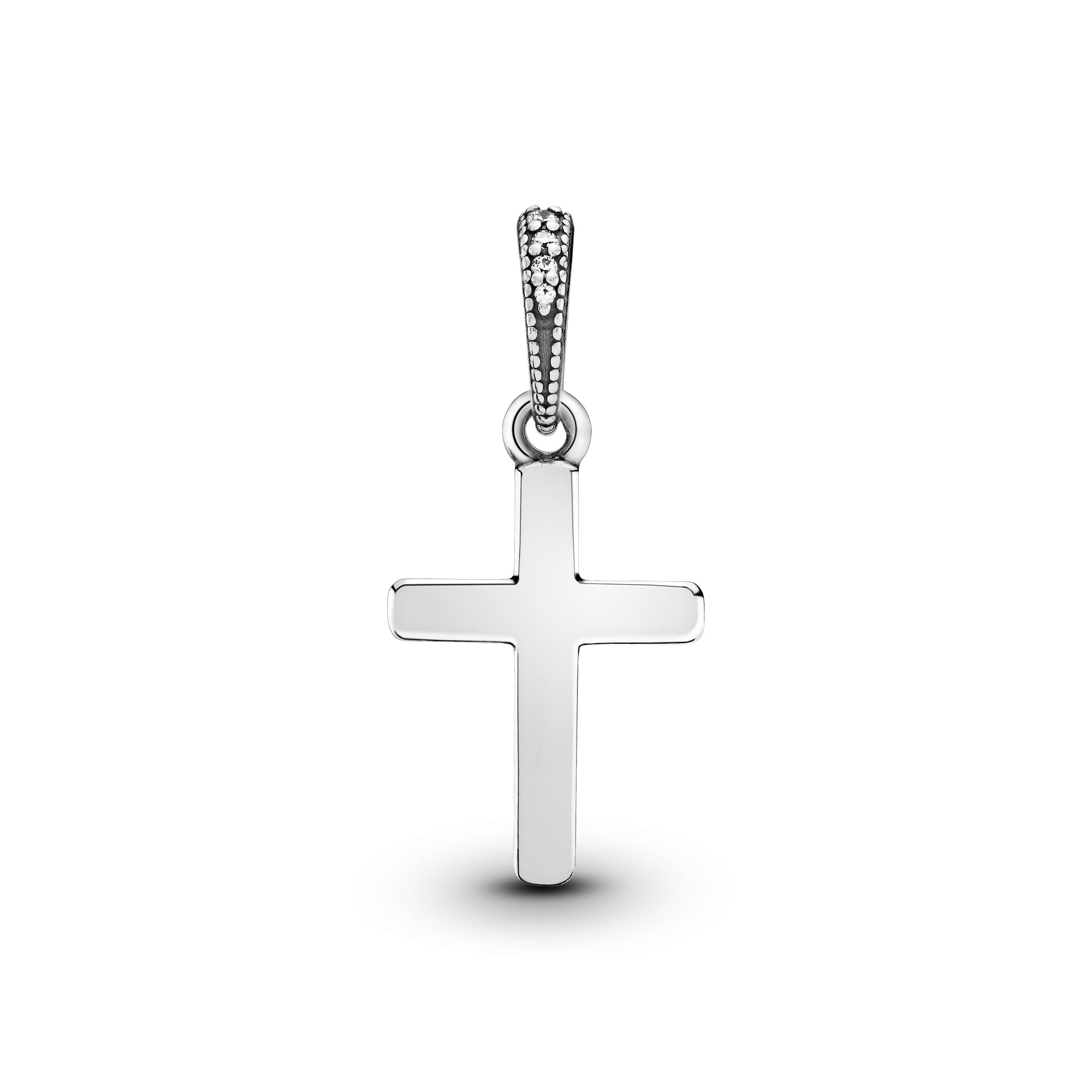 Cross silver pendant with clear cubic zirconia