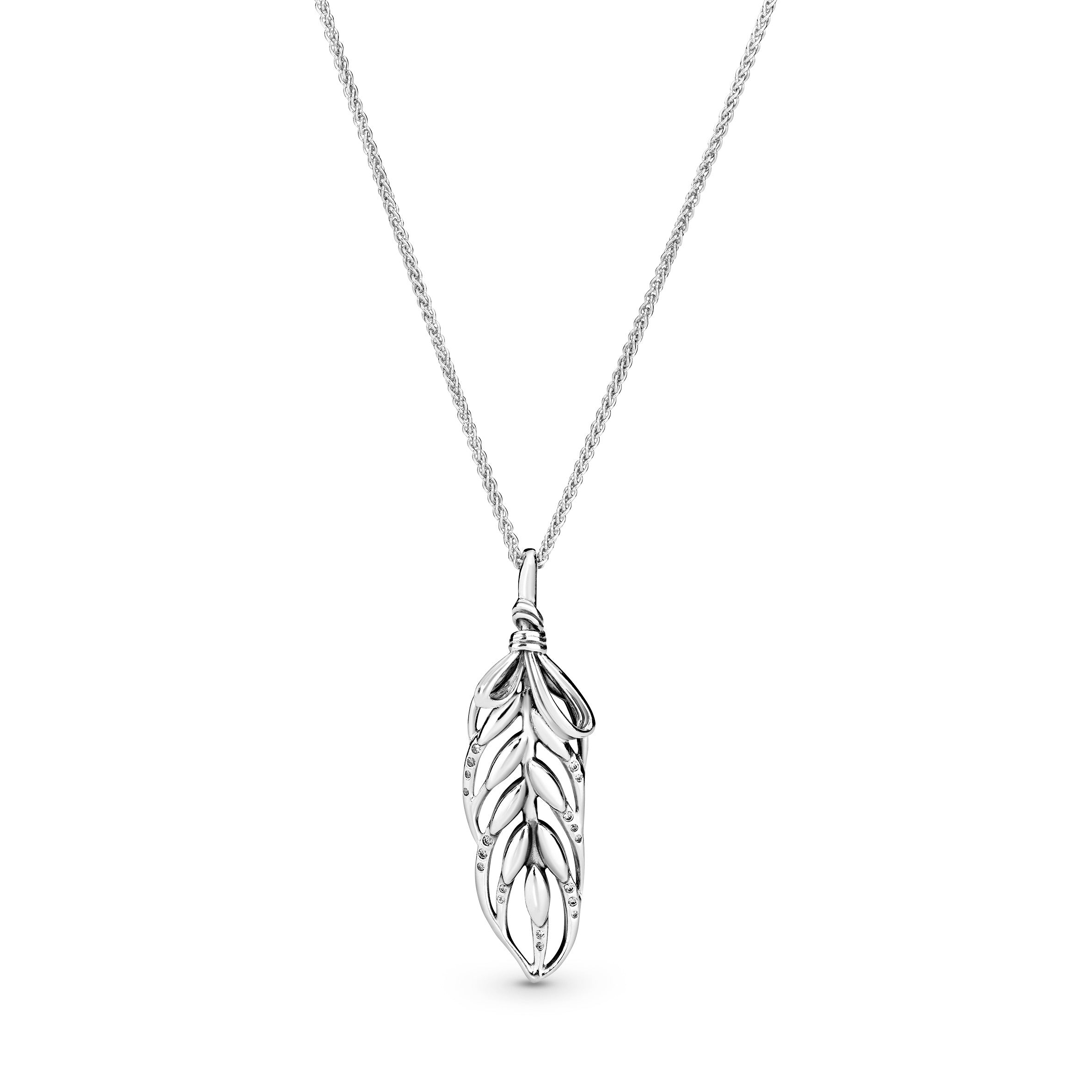 Seed silver pendant with clear cubic zirconia and necklace