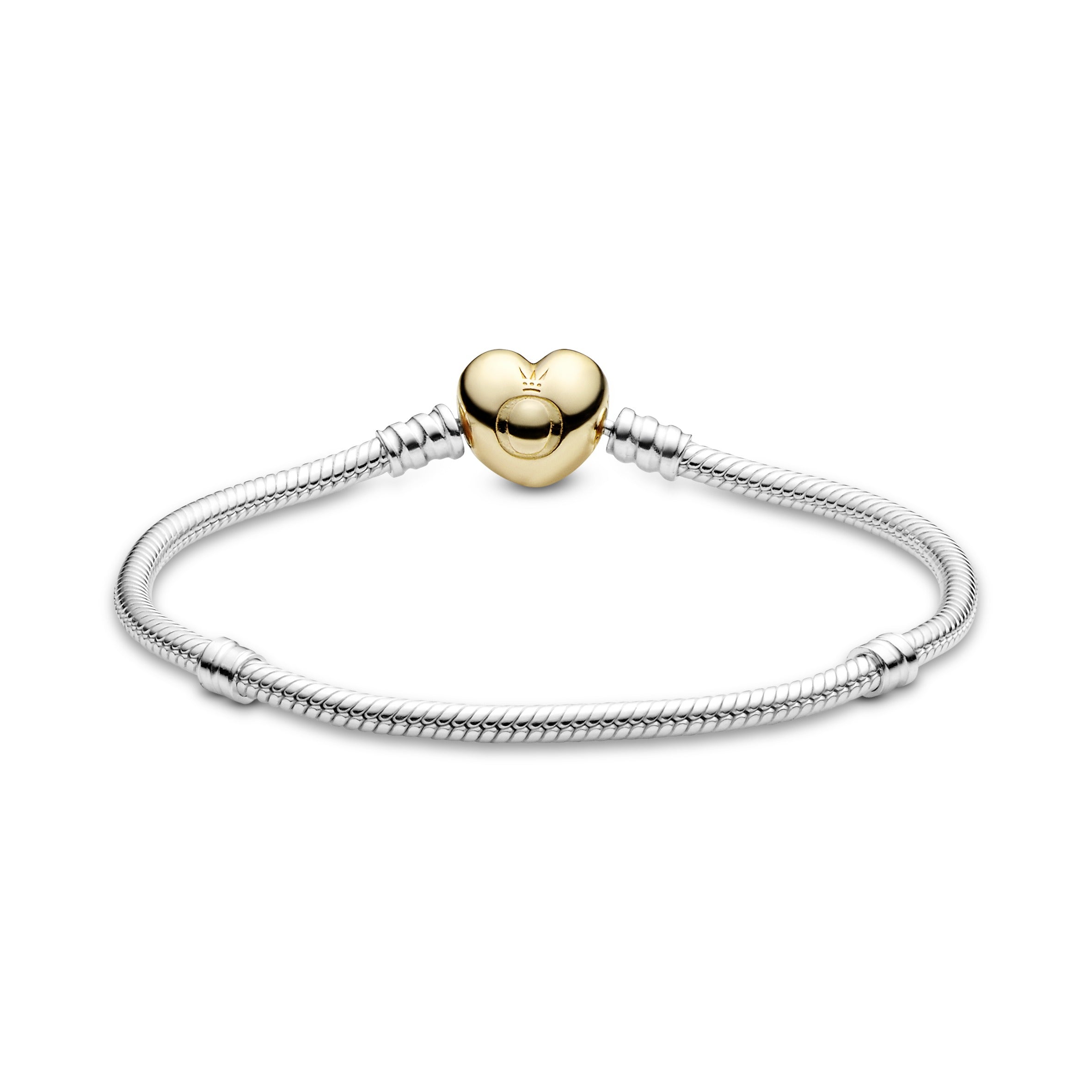 Silver bracelet with heart-shaped 14k Gold Plated clasp