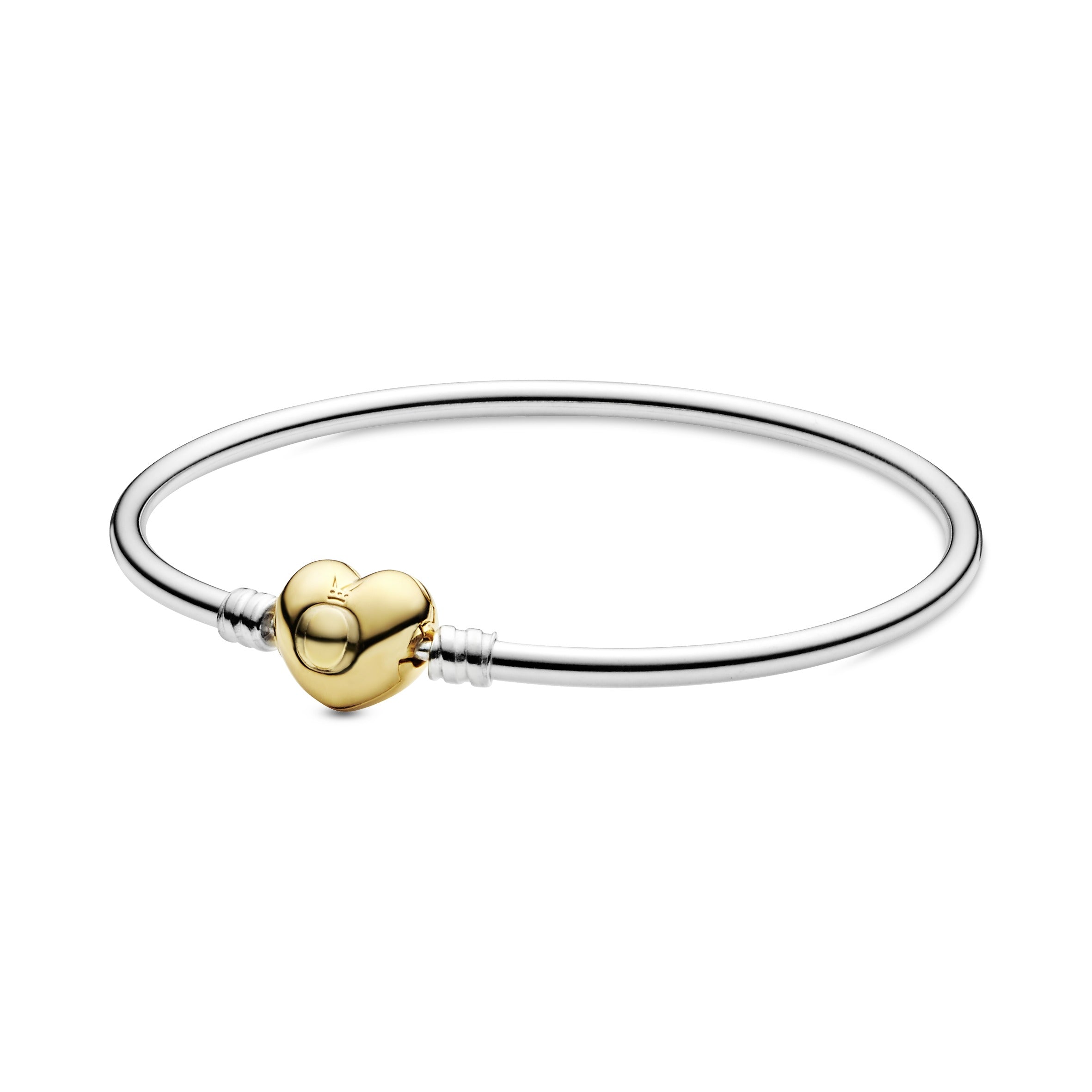 Silver bangle with 14k Gold Plated heart clasp