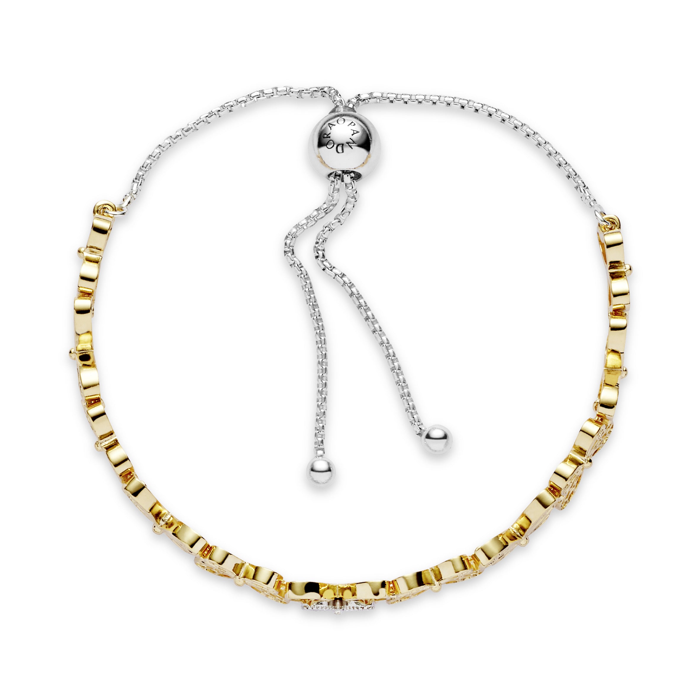 Openwork butterfly 14k Gold Plated and silver bracelet with sliding clasp