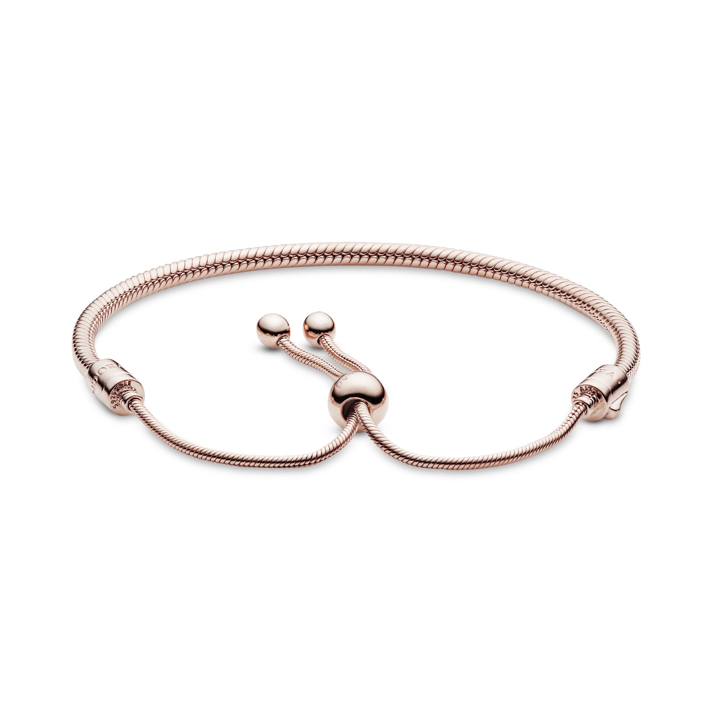 Snake chain 14k Rose Gold-plated bracelet with clear cubic zirconia