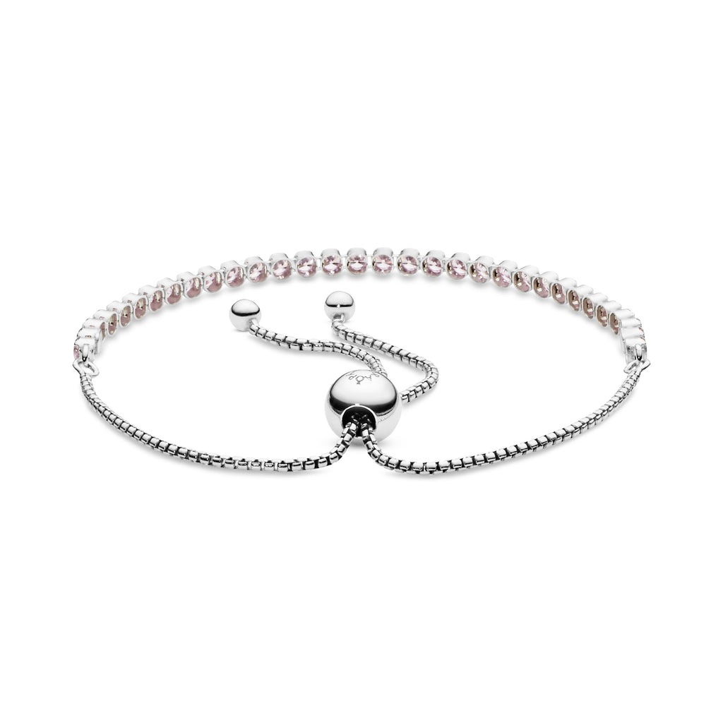 Rhodium plated silver bracelet with pink cubic zirconia Pandora Jordan