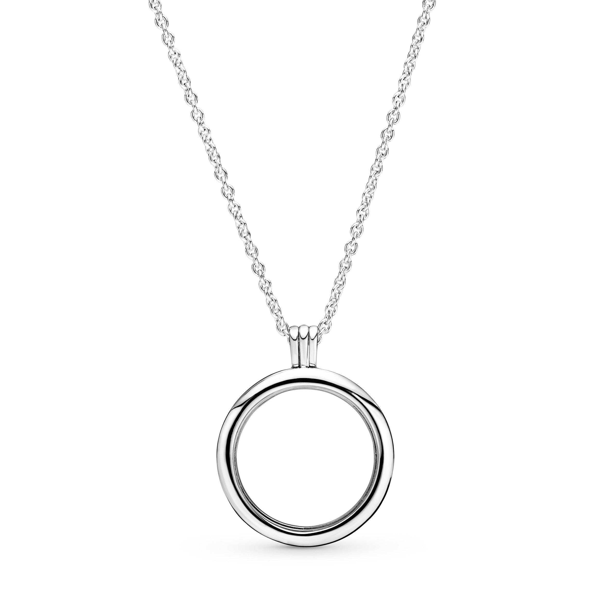 Large PANDORA floating locket silver pendant and necklace