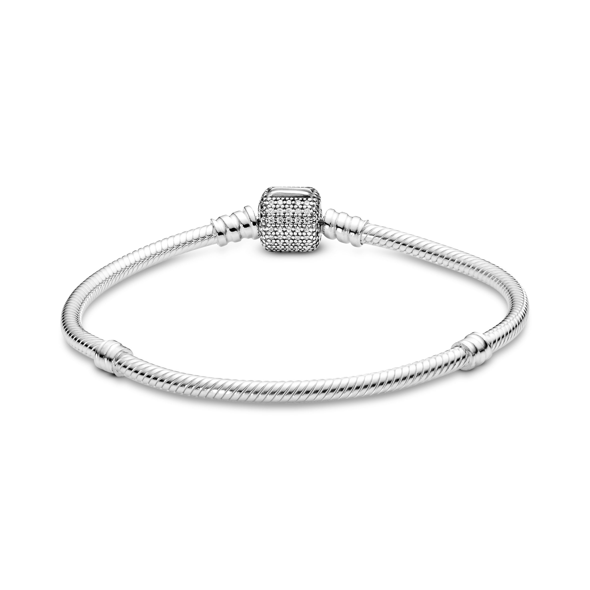 Silver bracelet with clear cubic zirconia