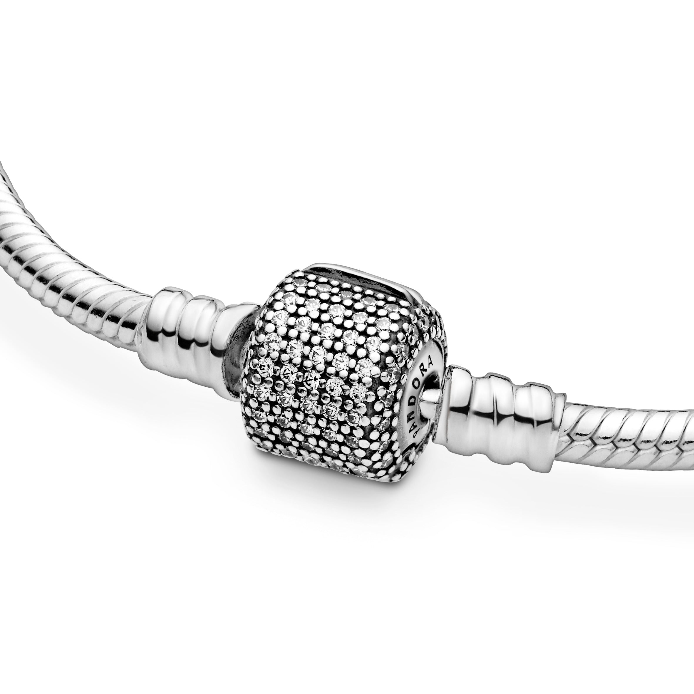 Silver bracelet with clear cubic zirconia