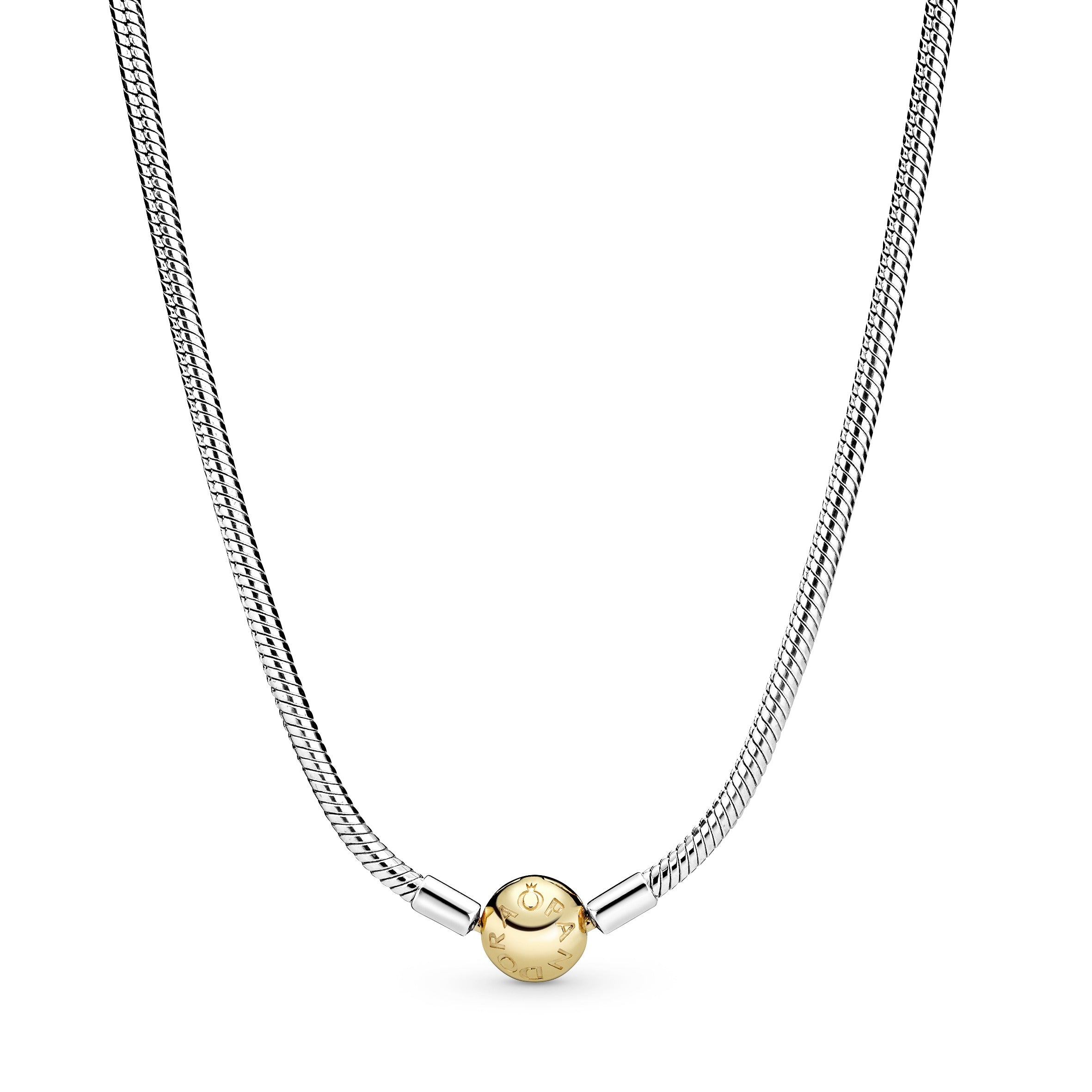 Silver necklace with round clasp in 14k